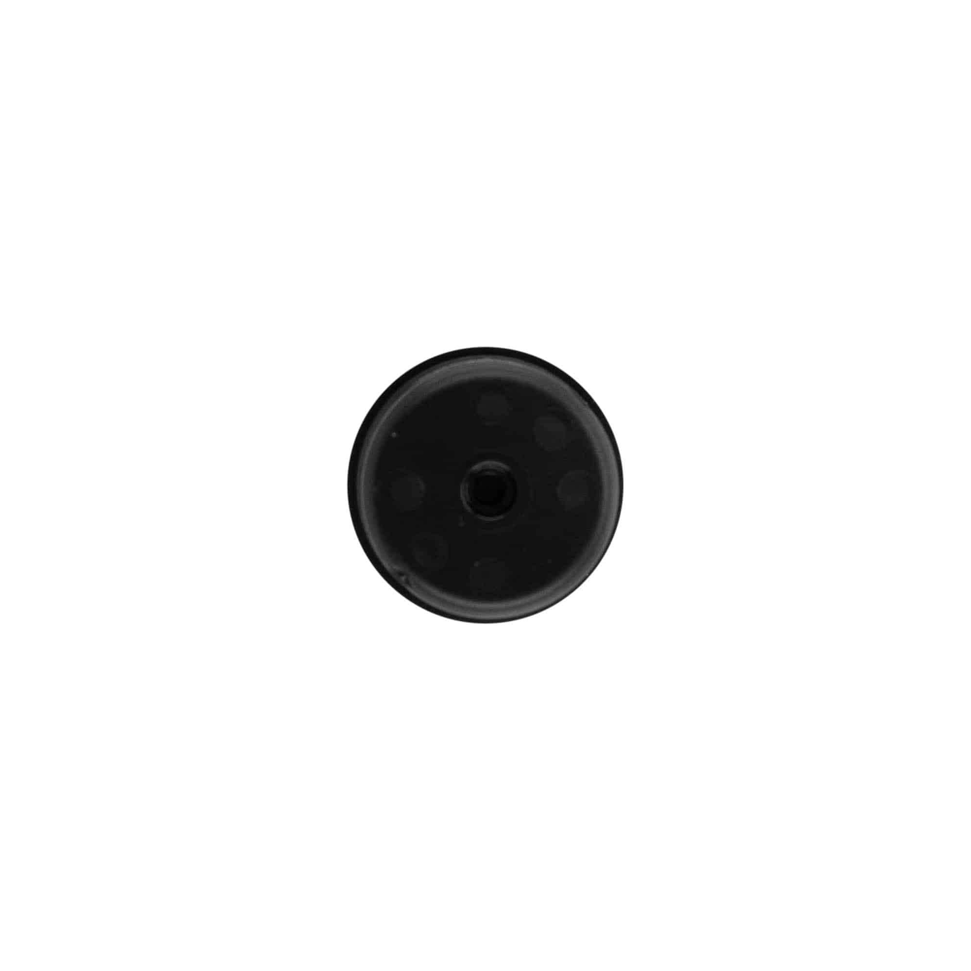 Airless Dispenser Pumpkopf „Nano“, PP-Kunststoff, schwarz mit schwarzer Kappe
