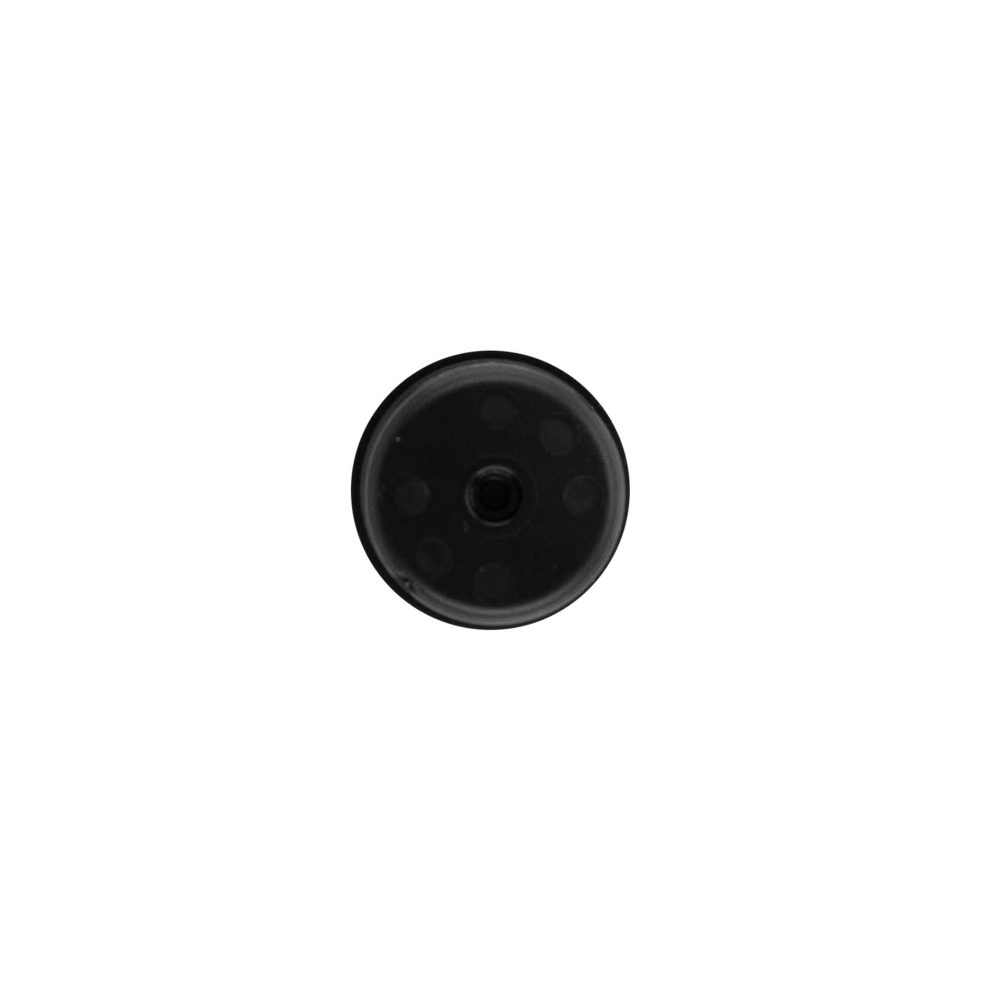 Airless Dispenser Pumpkopf „Nano“, PP-Kunststoff, schwarz mit schwarzer Kappe