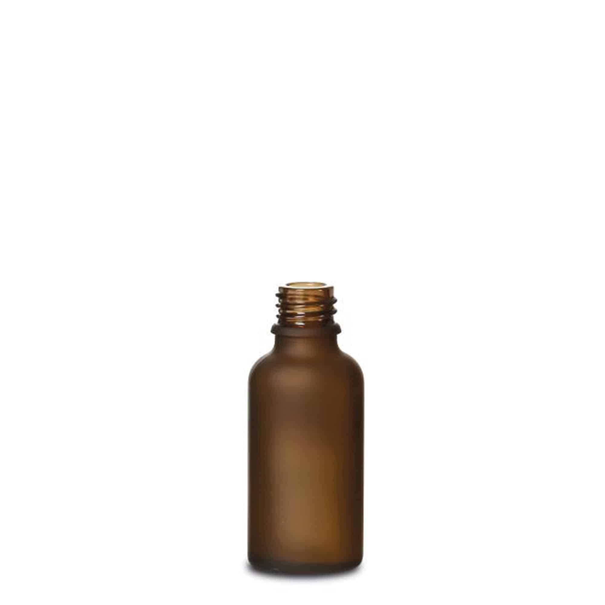 30 ml Medizinflasche, Glas, braun gefrostet, Mündung: DIN 18 30 ml Medizinflasche, Glas, braun gefrostet, Mündung: DIN 18
