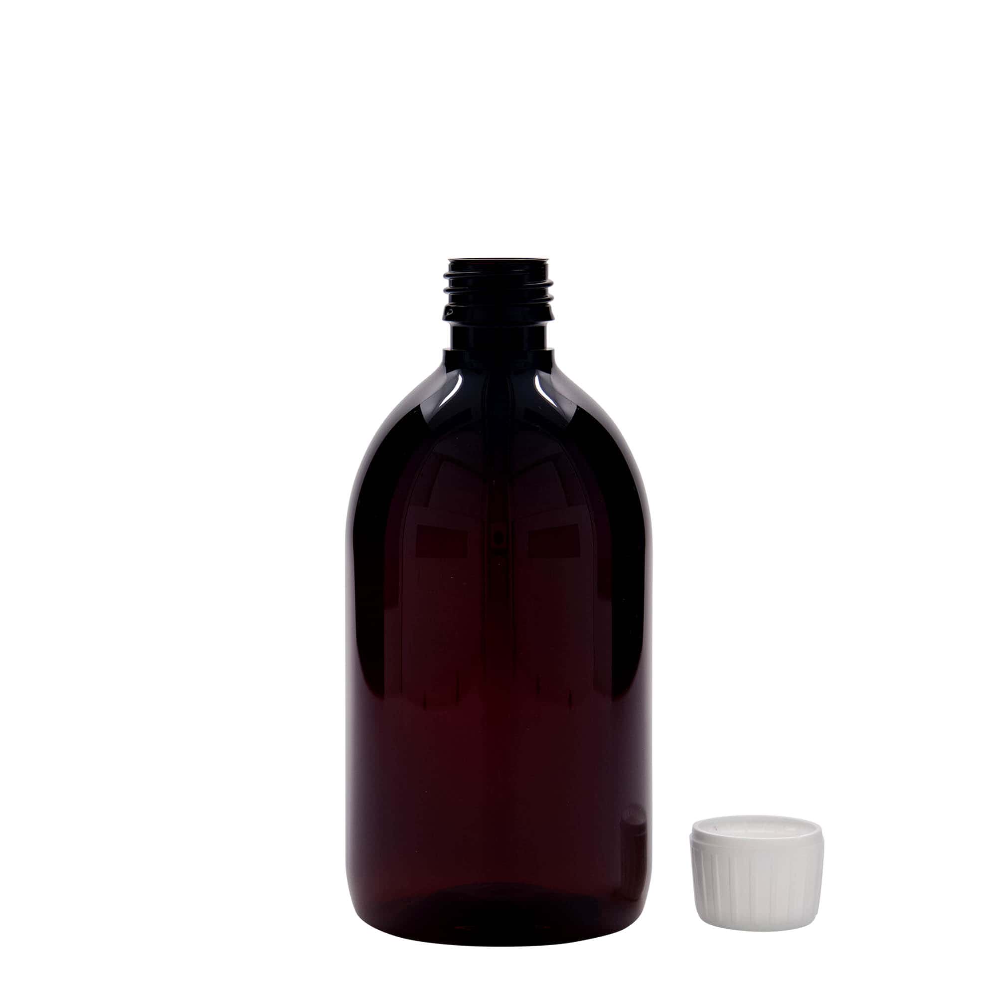 500 ml PET-Medizinflasche, braun, Kunststoff, Mündung: PP 28