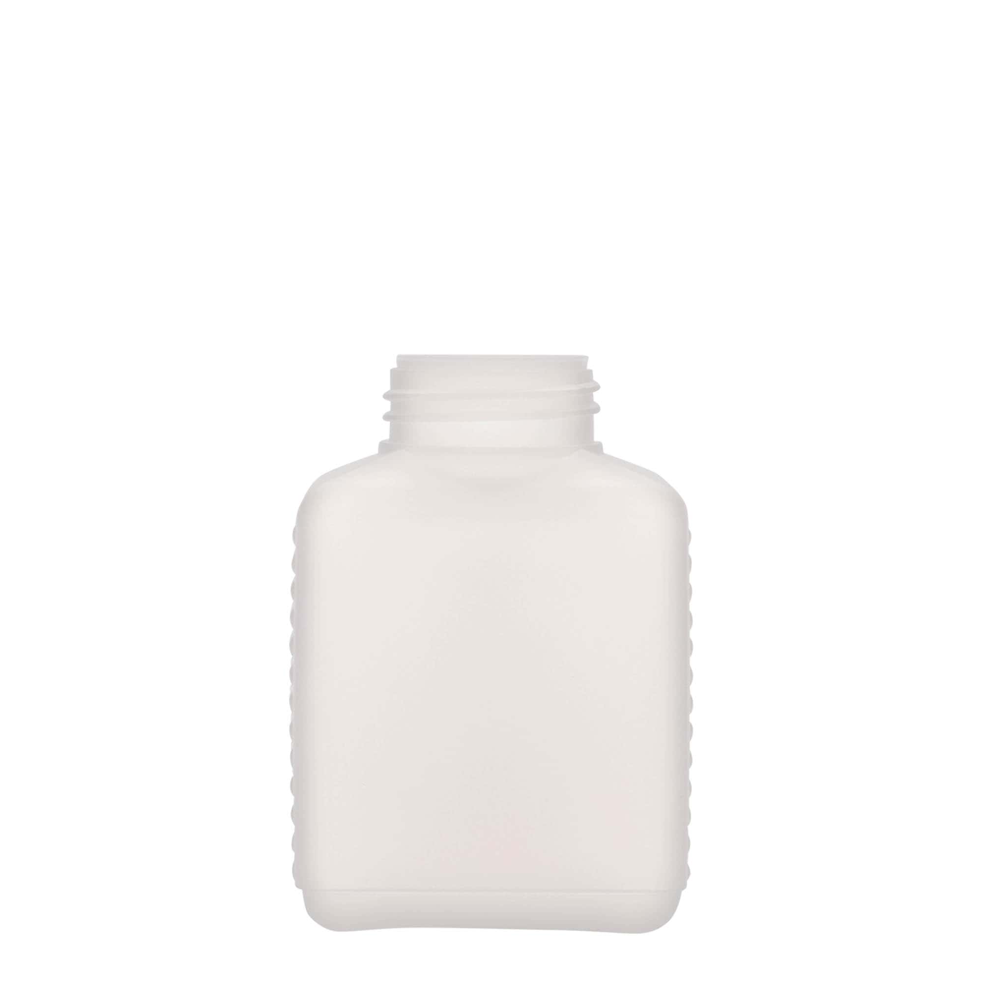 250 ml Weithalsflasche, rechteckig, HDPE-Kunststoff, natur, Mündung: DIN 40 EPE