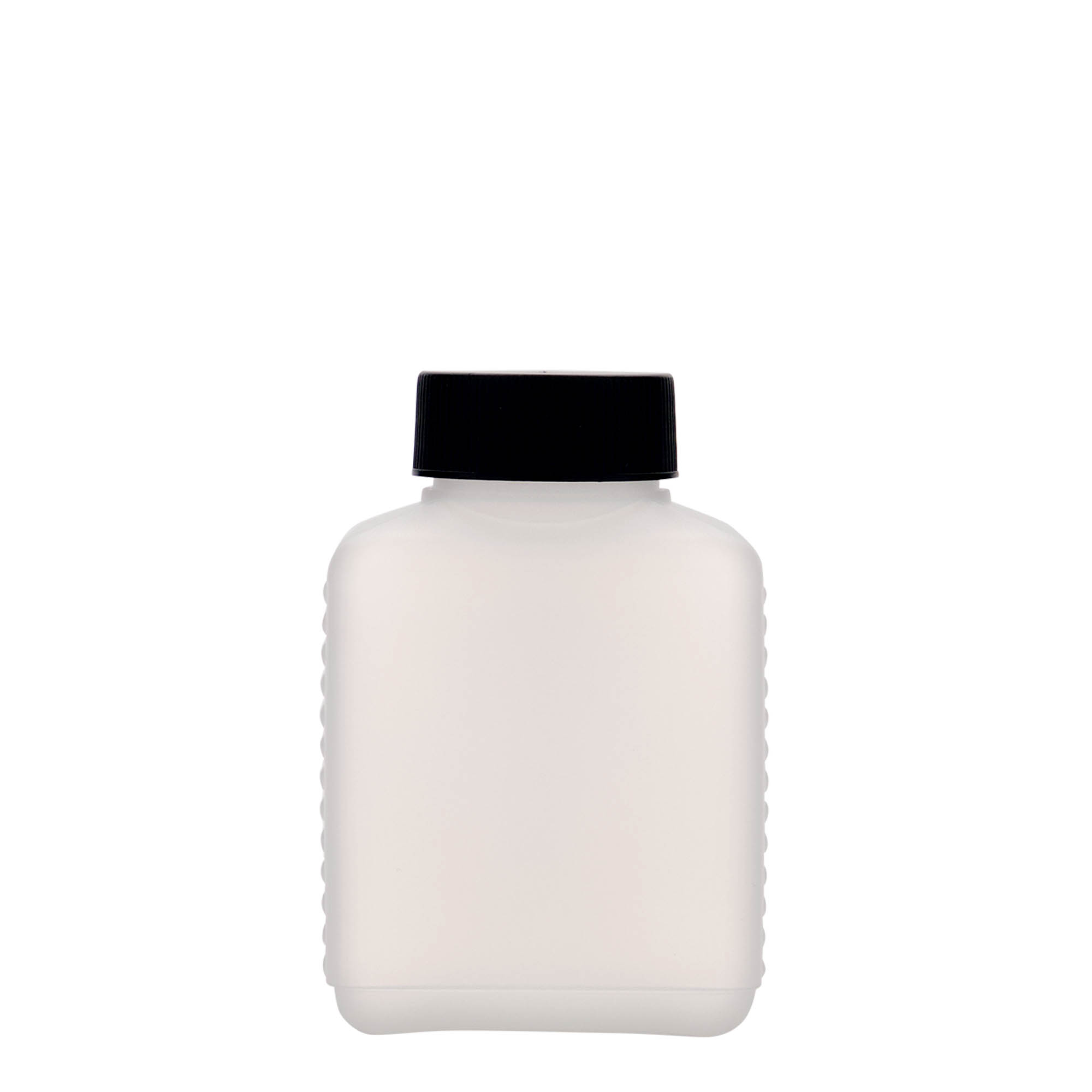250 ml Weithalsflasche, rechteckig, HDPE-Kunststoff, natur, Mündung: DIN 40 EPE