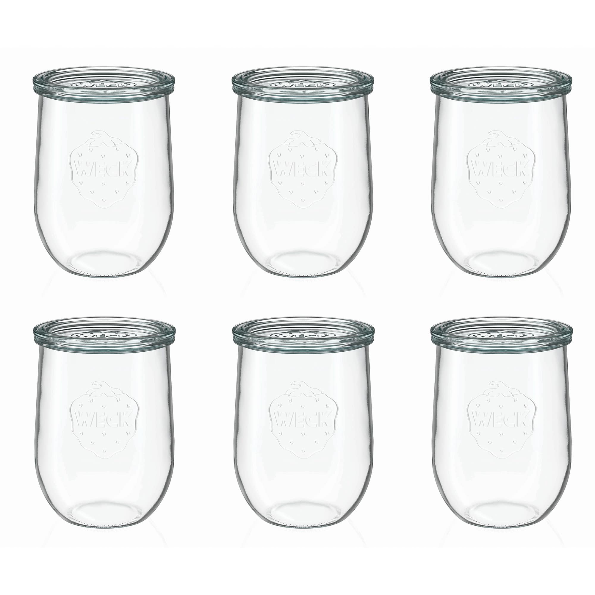 6x 1050 ml WECK-Tulpenglas mit Glasdeckel RR 100