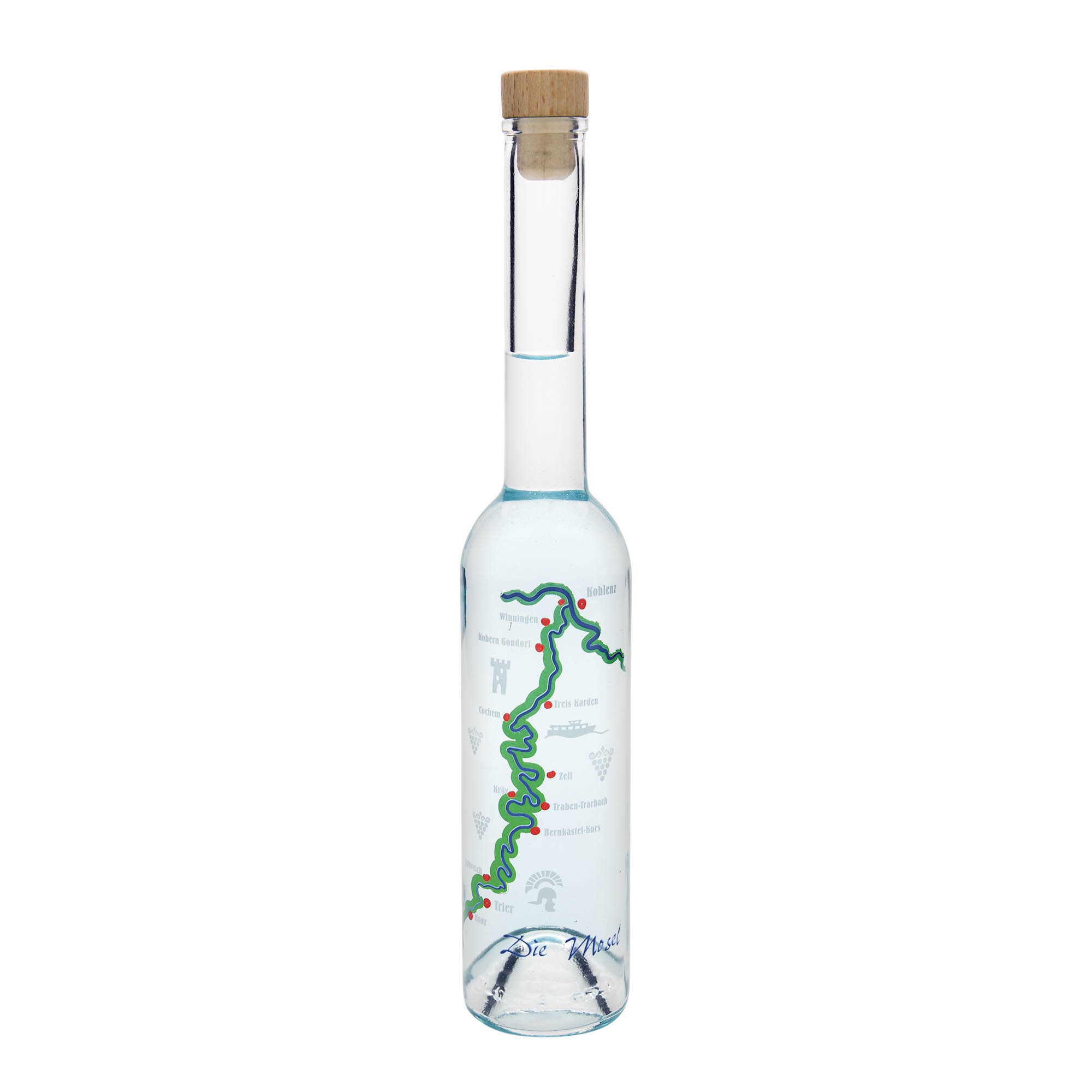 350 ml Glasflasche „Opera“, Motiv: Mosel, Mündung: Kork