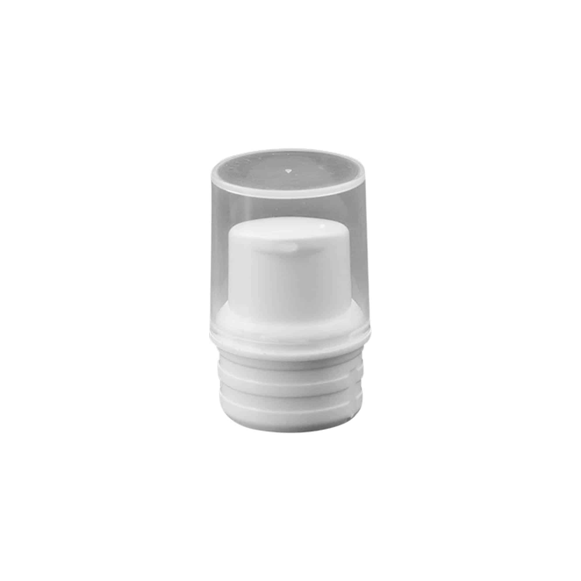 Airless Dispenser Pumpkopf „Nano“, PP-Kunststoff, weiß mit transparenter Kappe