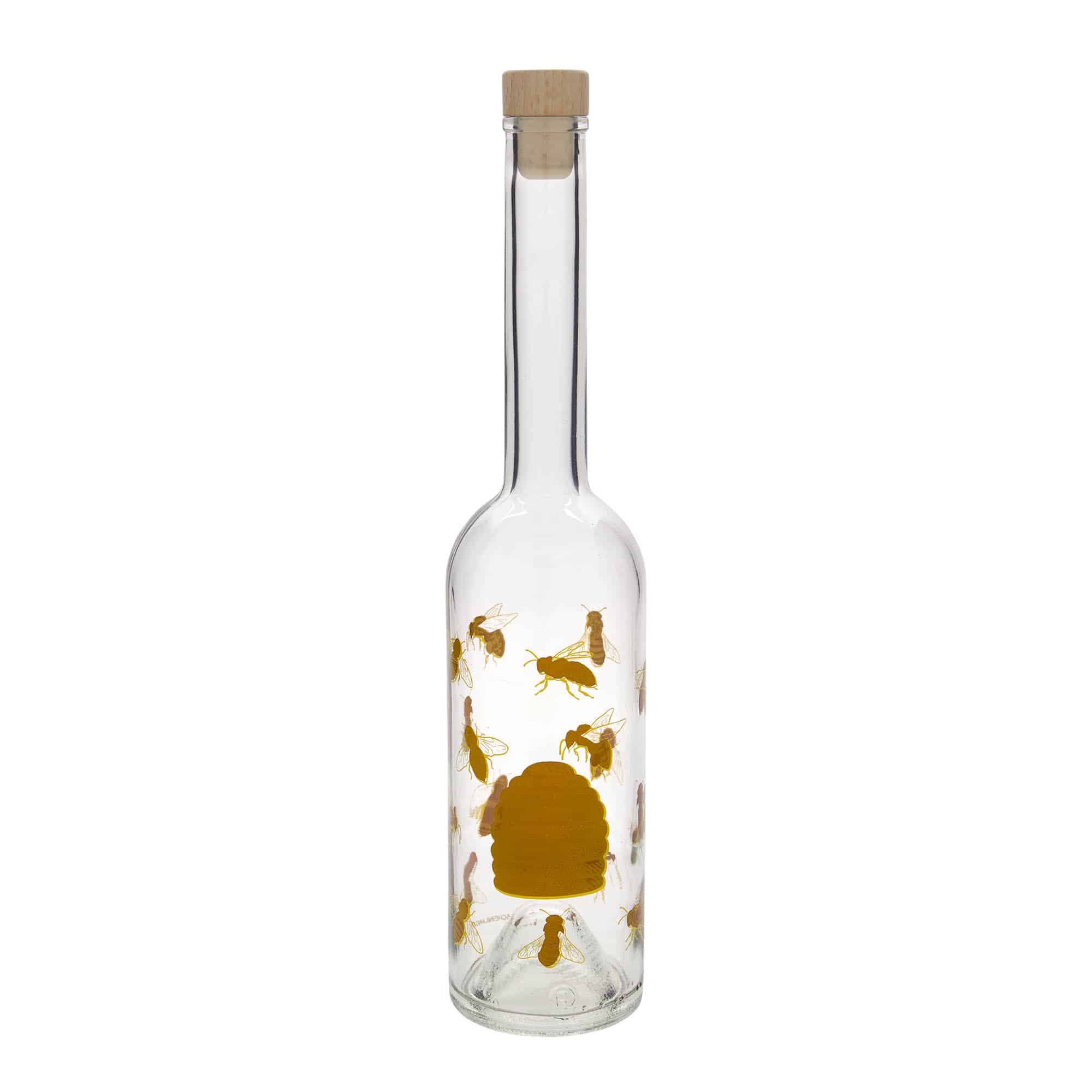 500 ml Glasflasche „Opera“, Motiv: Bienen, Mündung: Kork