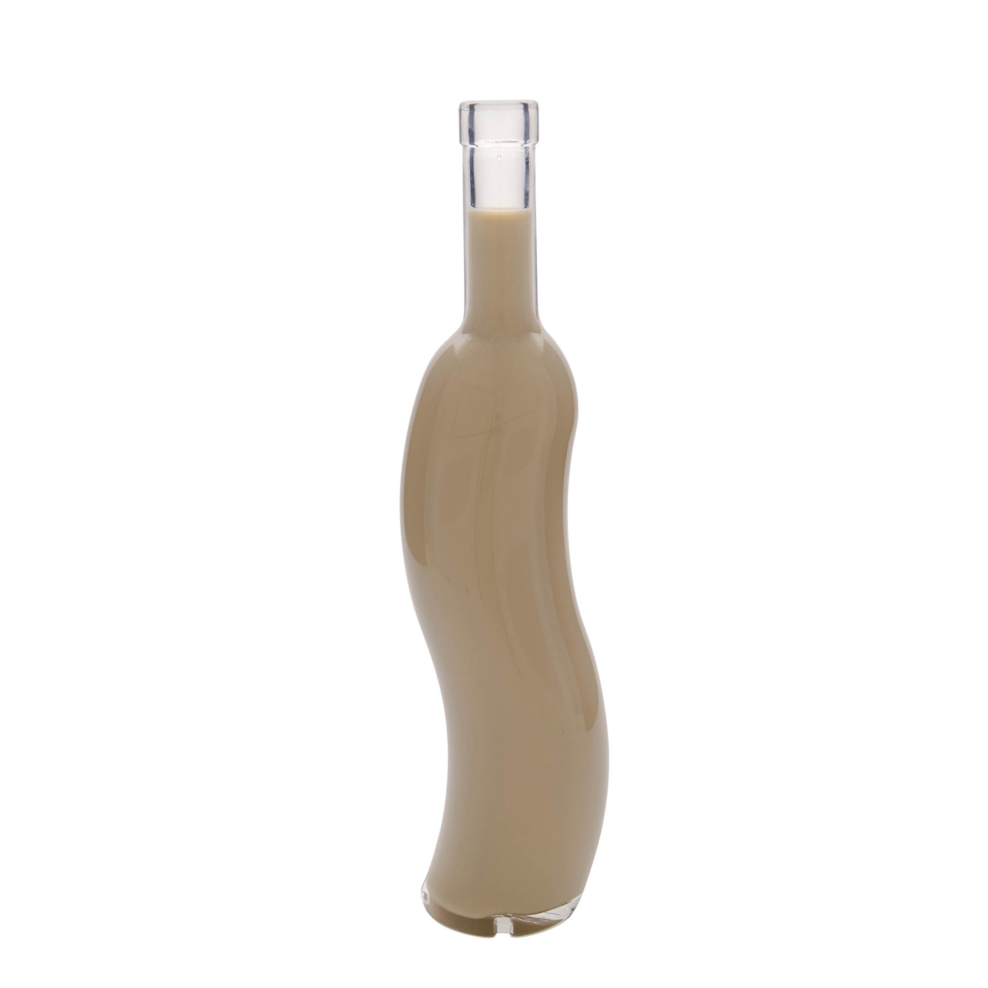 500 ml Glasflasche 'La-Ola', halbrund, Mündung: Kork 500 ml Glasflasche 'La-Ola', halbrund, Mündung: Kork