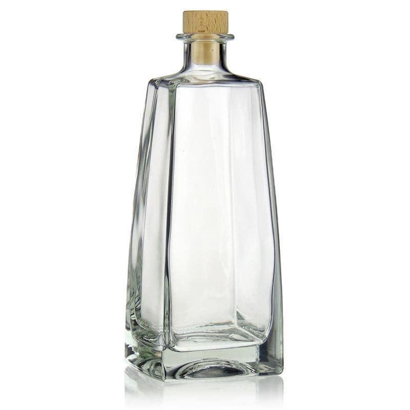 700 ml Glasflasche 'Timmy', rechteckig, Mündung: Kork