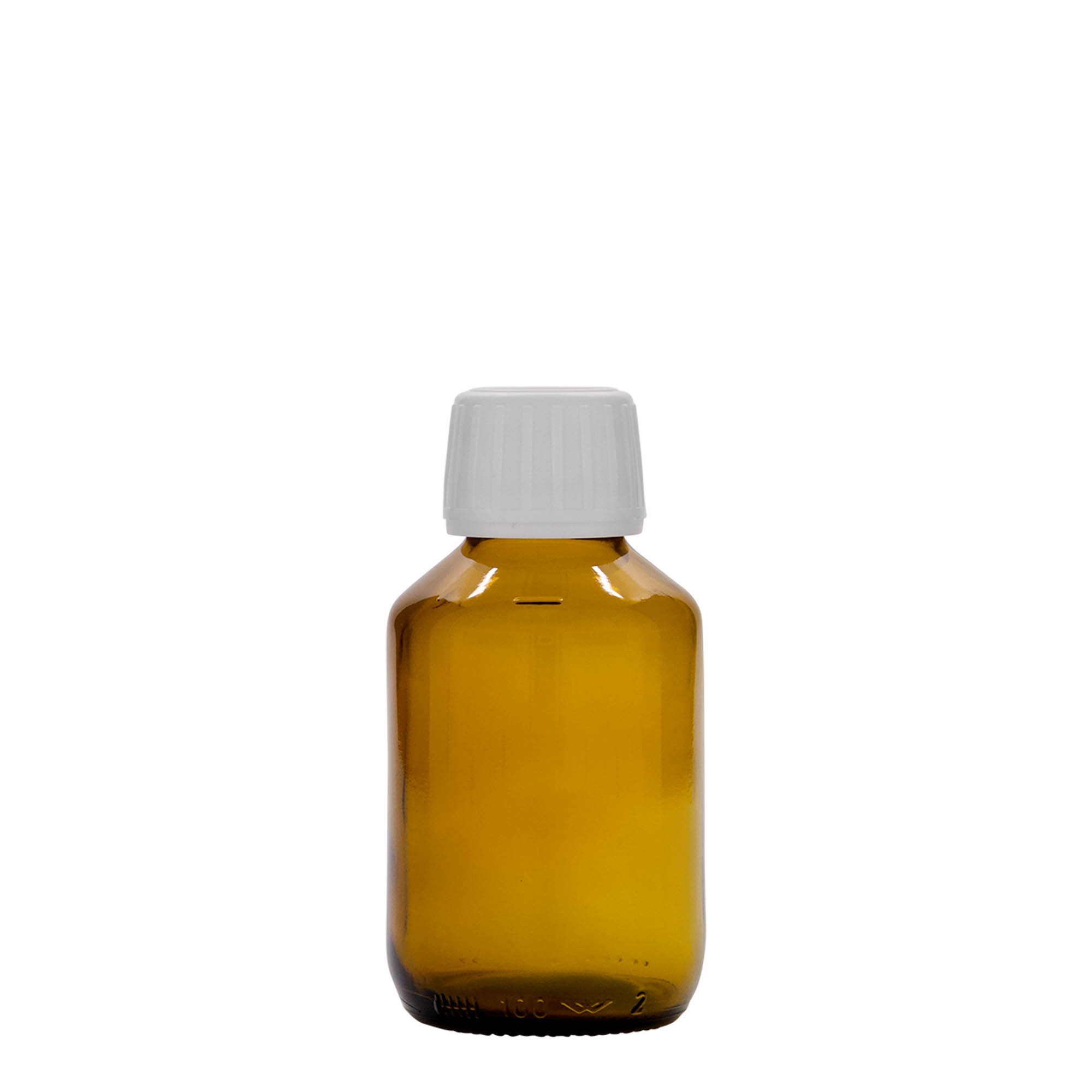 100 ml Medizinflasche, braun, Glas, Mündung: PP 28 100 ml Medizinflasche, braun, Glas, Mündung: PP 28