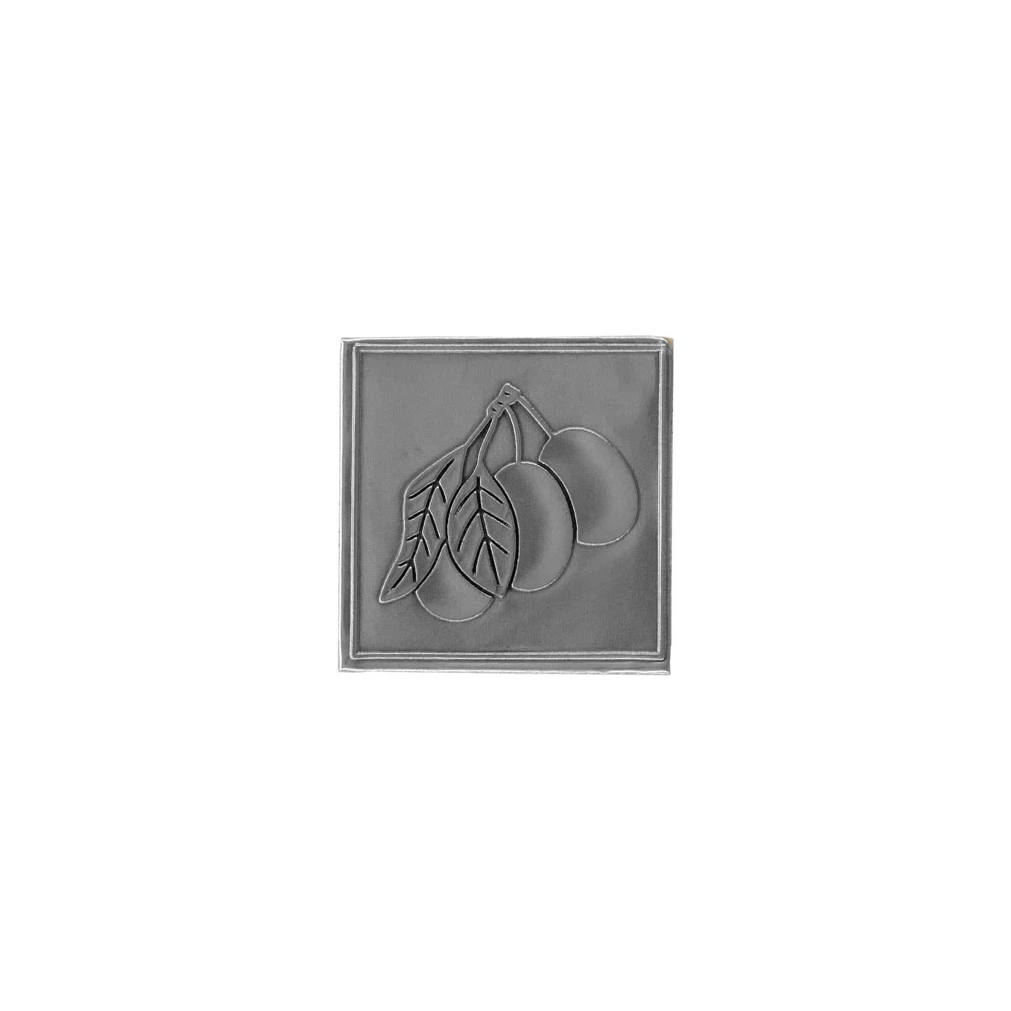 Zinnetikett 'Pflaume', quadratisch, Metall, silber Zinnetikett 'Pflaume', quadratisch, Metall, silber