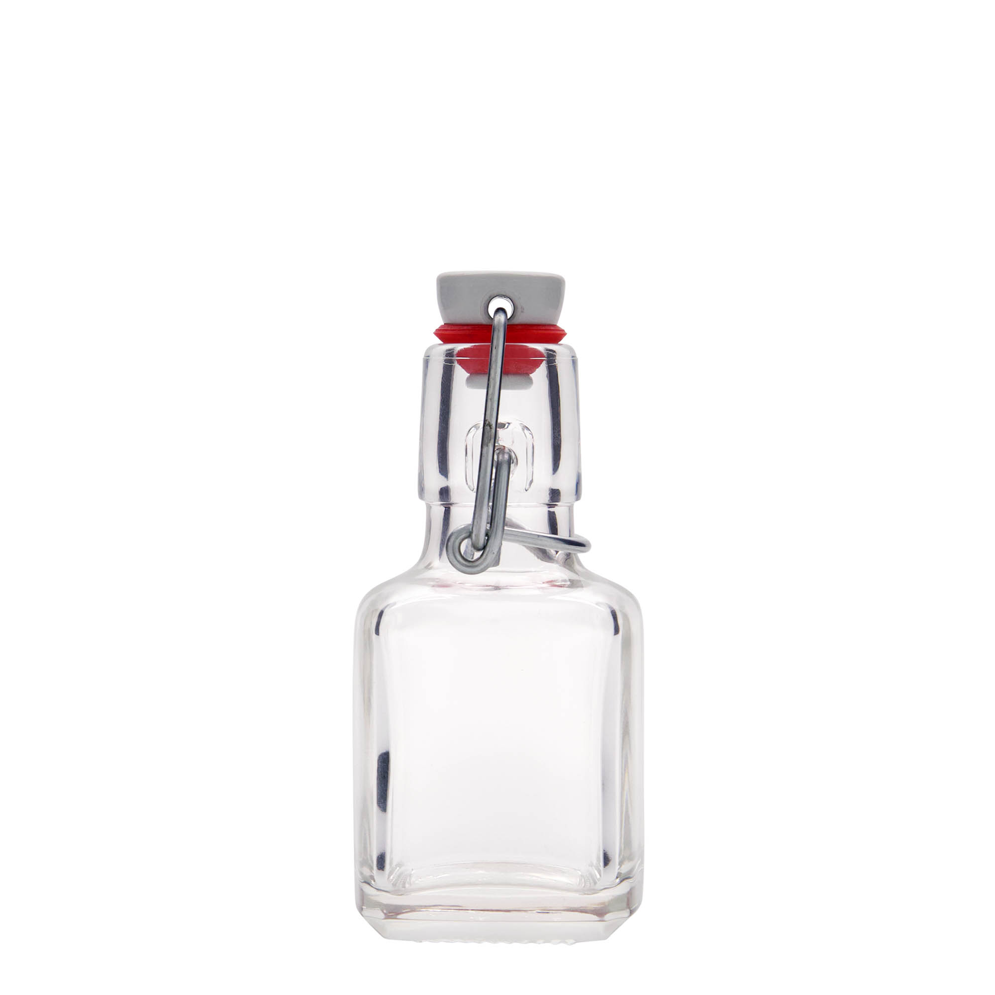 100 ml Glasflasche 'Kubica', quadratisch, Mündung: Bügelverschluss