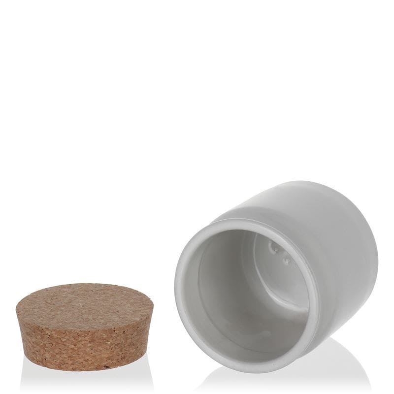 160 ml Steinzeugtopf, Keramik, weiß, Mündung: Kork