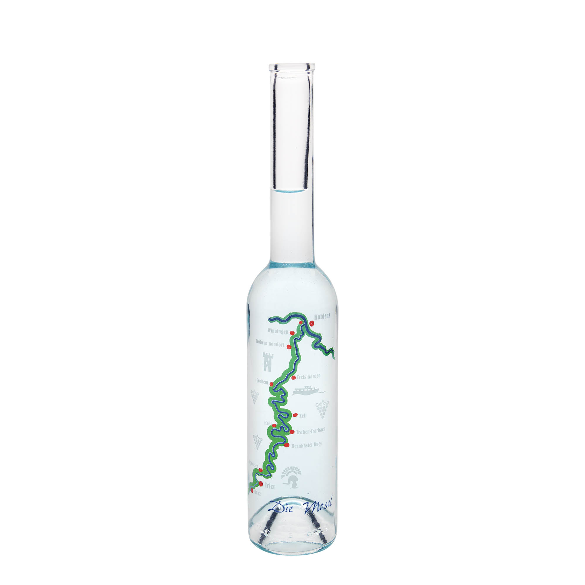 350 ml Glasflasche „Opera“, Motiv: Mosel, Mündung: Kork