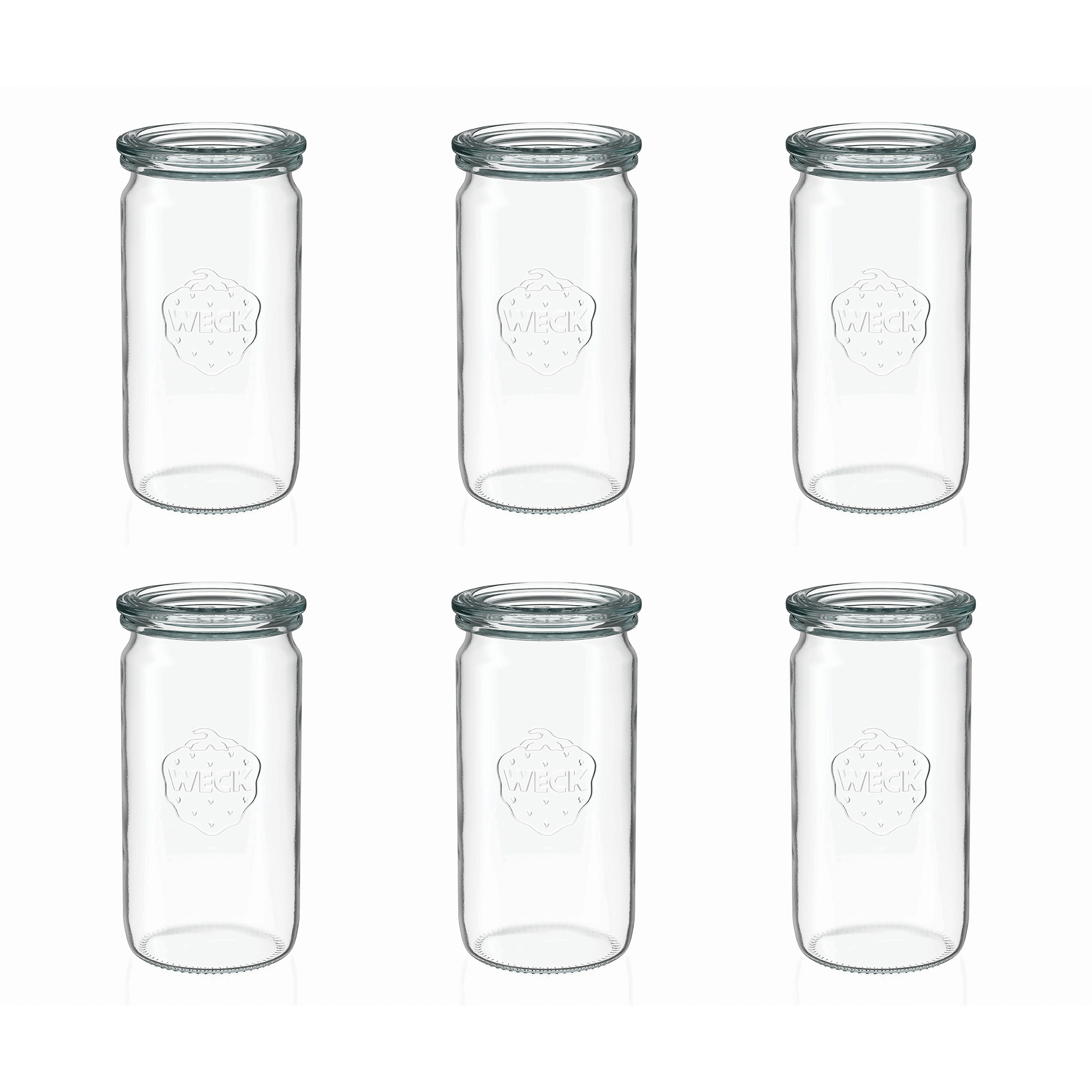 6x 340 ml WECK-Zylinderglas mit Glasdeckel RR 60