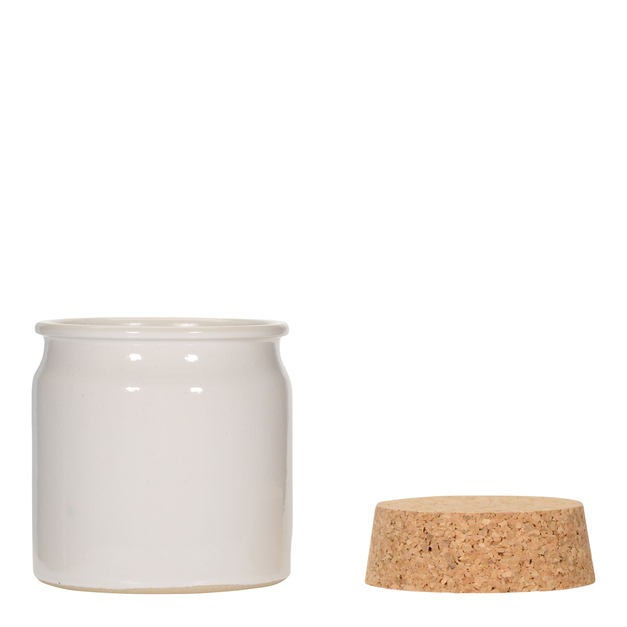 160 ml Steinzeugtopf, Keramik, weiß, Mündung: Kork 160 ml Steinzeugtopf, Keramik, weiß, Mündung: Kork