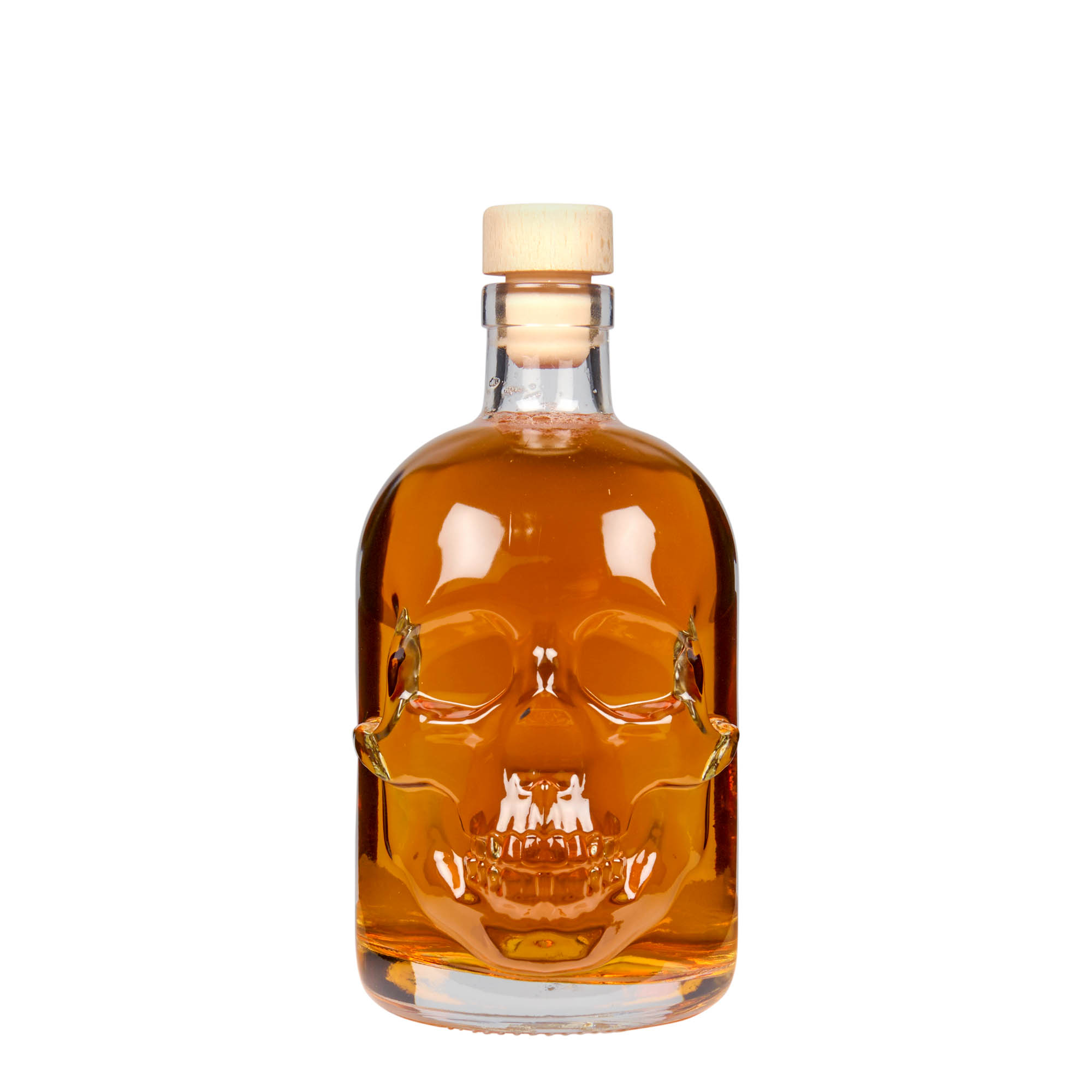 500 ml Glasflasche 'Totenkopf', Mündung: Kork 500 ml Glasflasche 'Totenkopf', Mündung: Kork