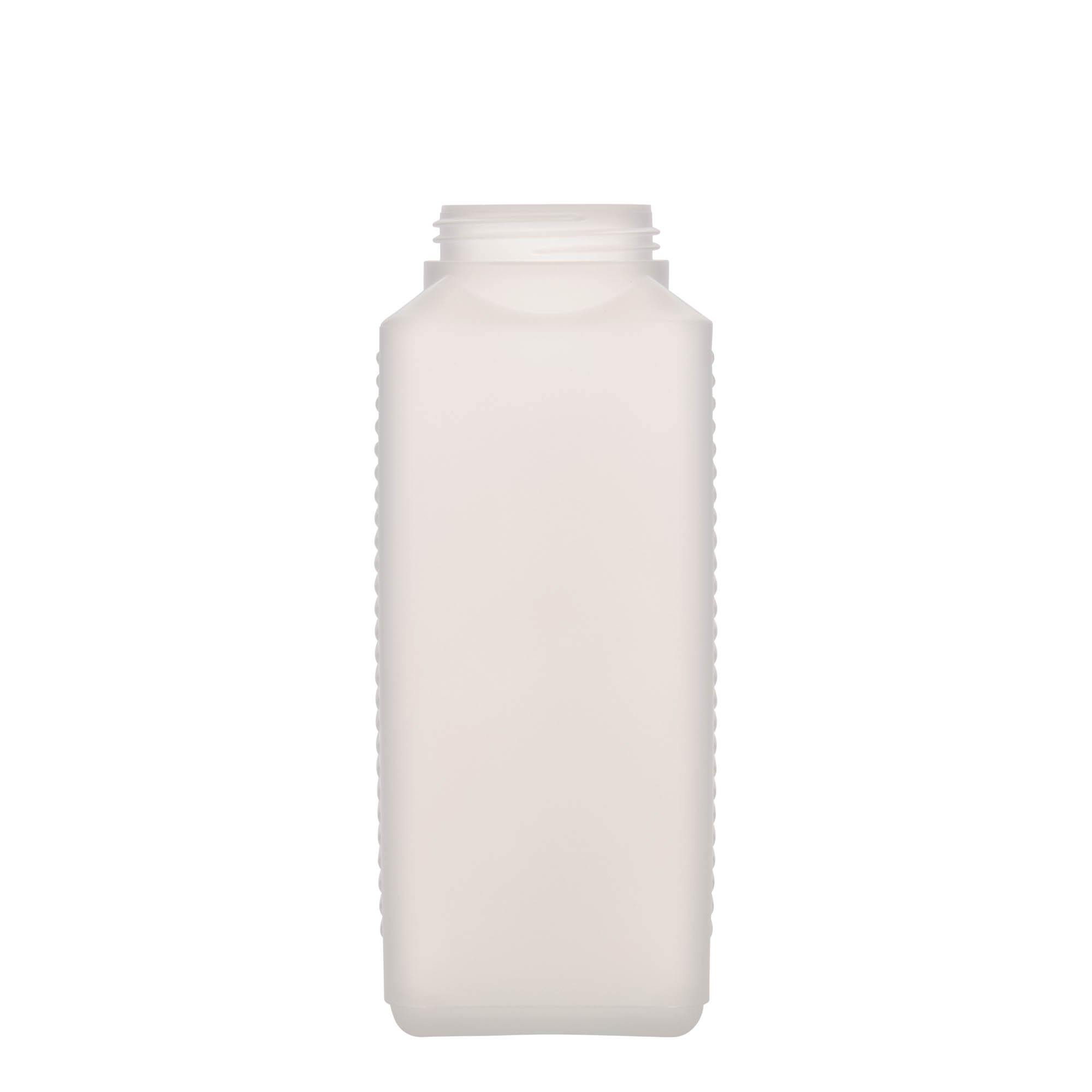1.000 ml Weithalsflasche, rechteckig, HDPE-Kunststoff, natur, Mündung: DIN 60 EPE