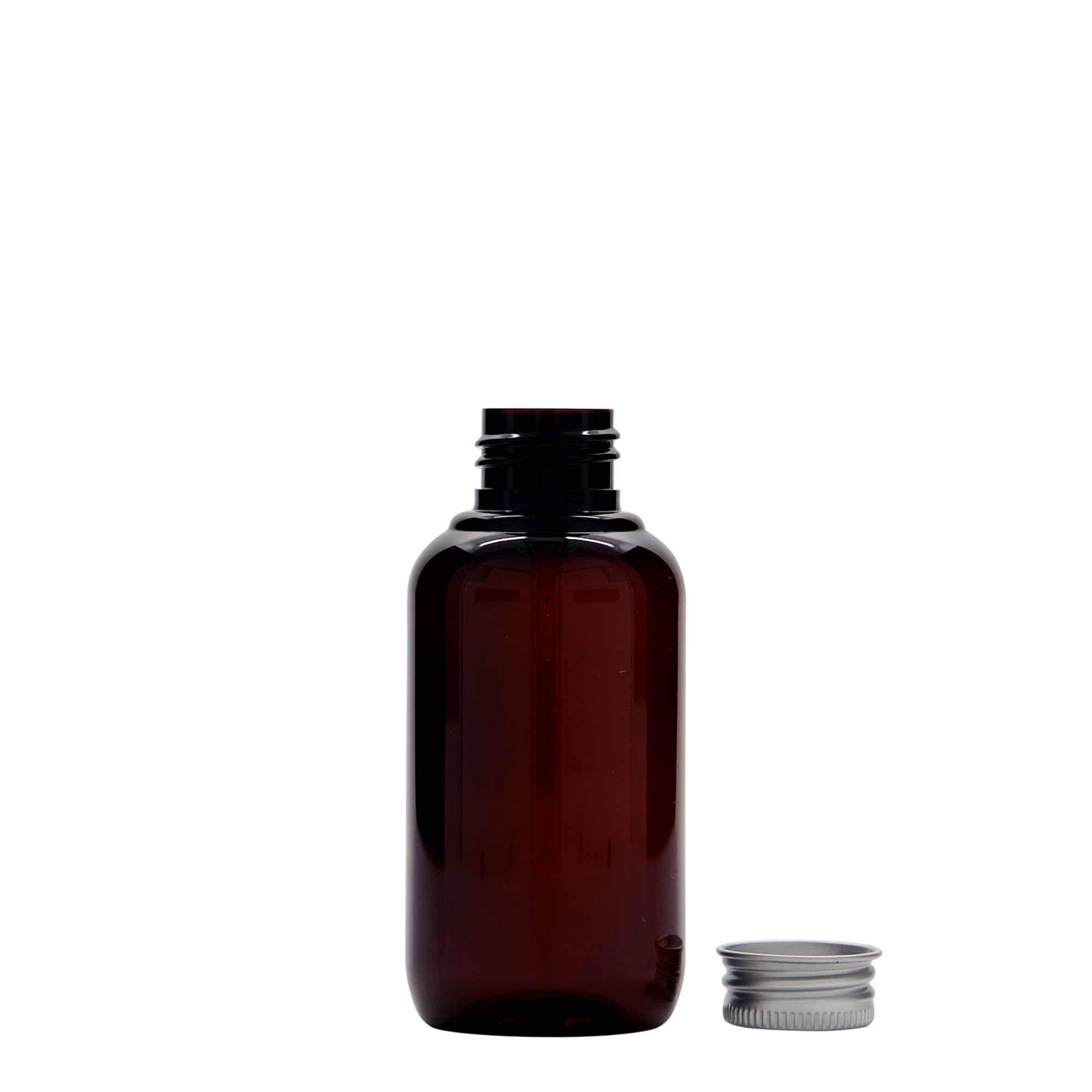 100 ml Recycling-Kunststoffflasche 'Victor's Best', PCR, braun, Mündung: 24/410