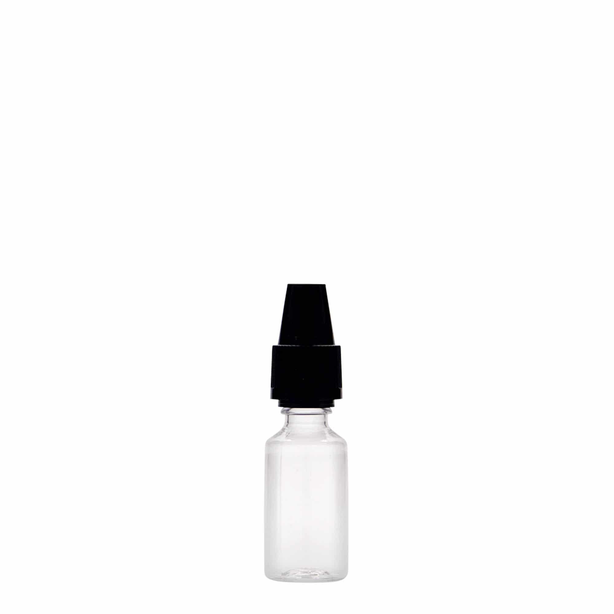 10 ml PET-Flasche 'E-Liquid' mit Qualitäts- und Kindersicherung, Kunststoff, Mündung: Schraubverschluss