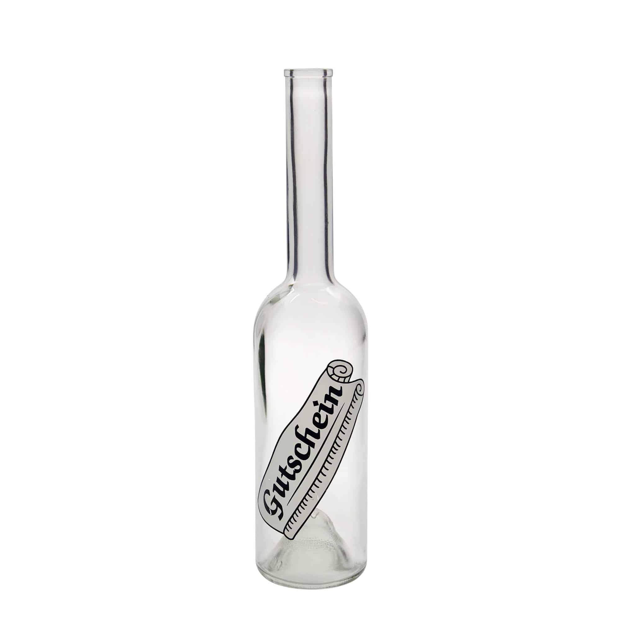 500 ml Glasflasche 'Opera', Motiv: Gutschein, Mündung: Kork 500 ml Glasflasche 'Opera', Motiv: Gutschein, Mündung: Kork