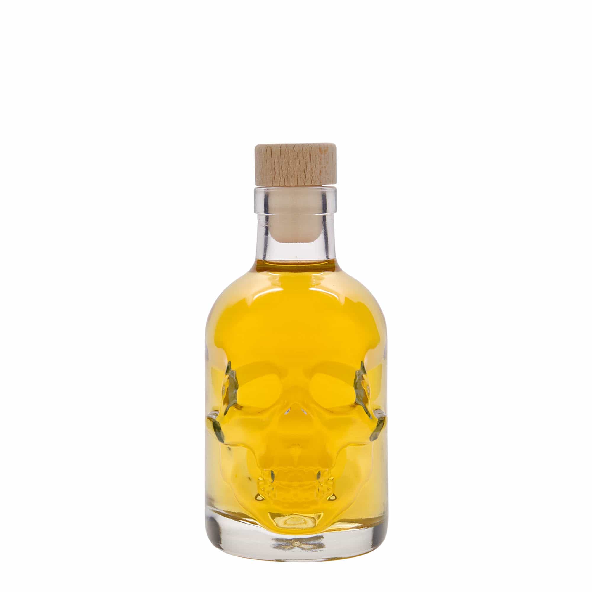 200 ml Glasflasche 'Totenkopf', Mündung: Kork