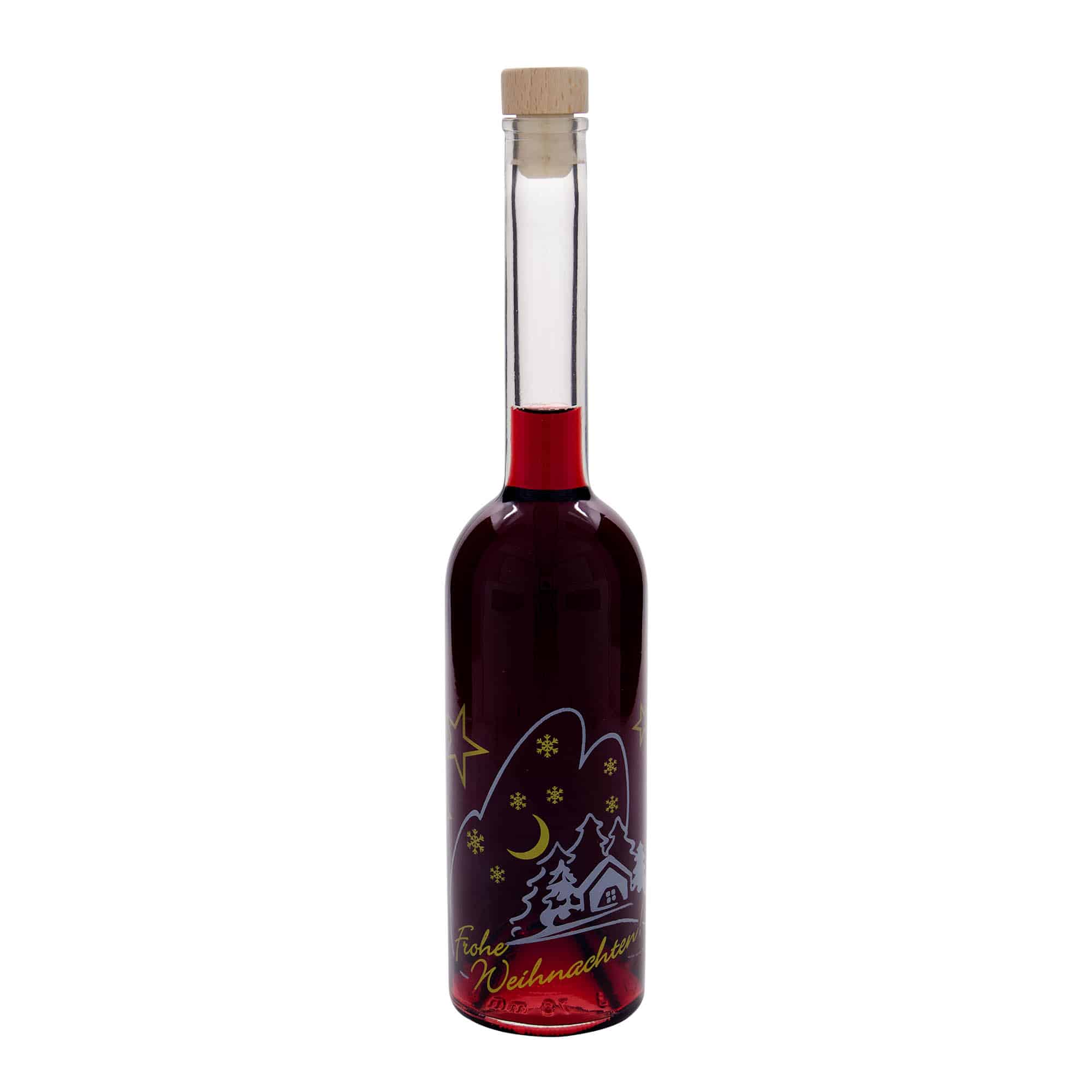 500 ml Glasflasche „Opera“, Motiv: Weihnachtsidylle, Mündung: Kork