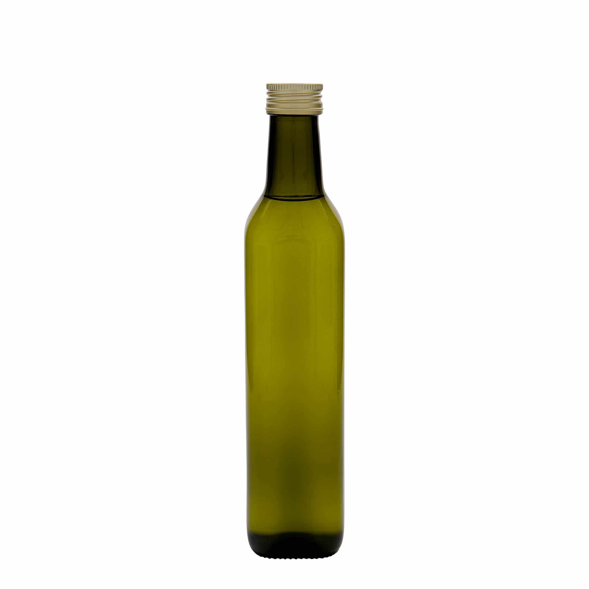 500 ml Glasflasche 'Marasca', quadratisch, antikgrün, Mündung: PP 31,5