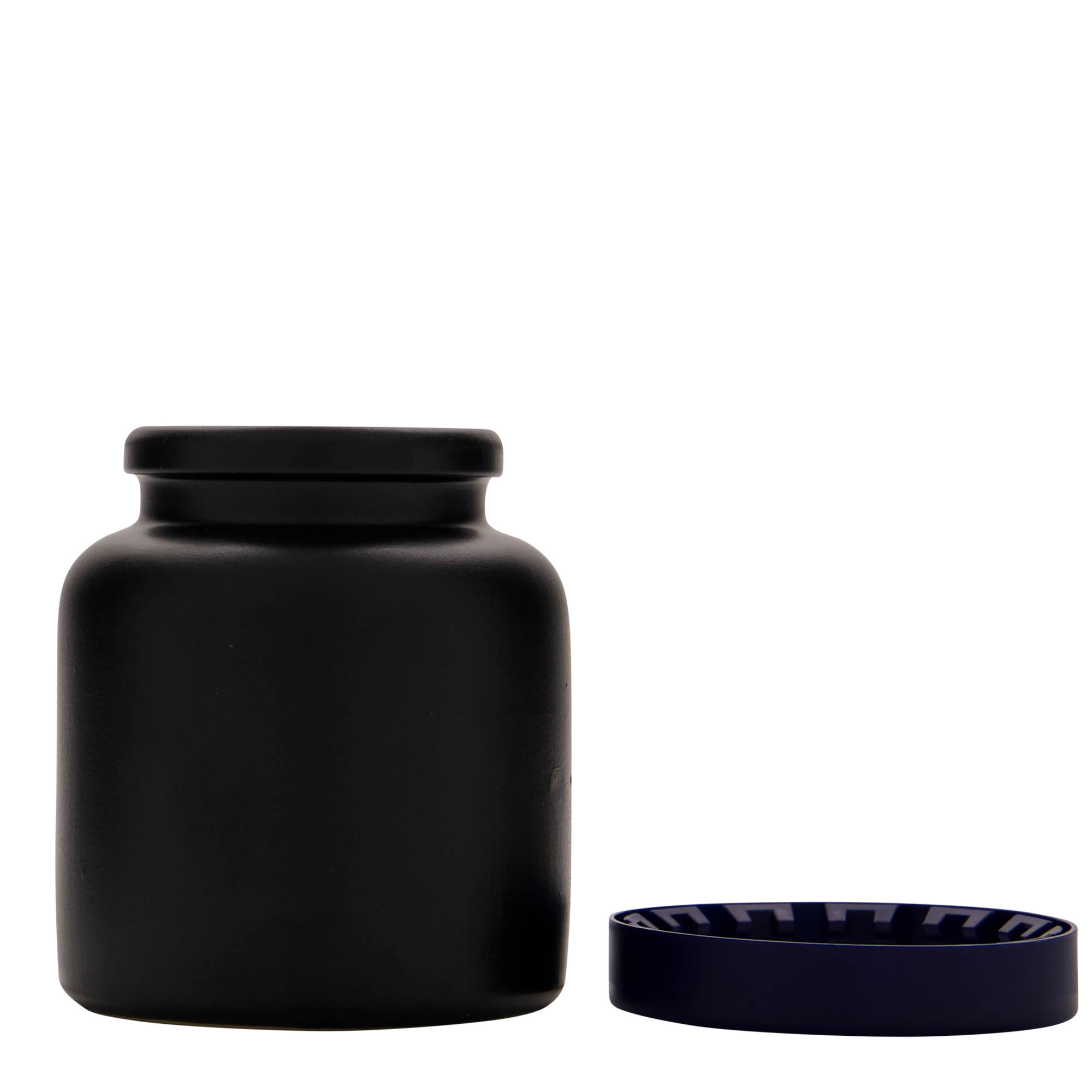 270 ml Steinzeugtopf, Keramik, schwarz, Mündung: Stülpdeckel