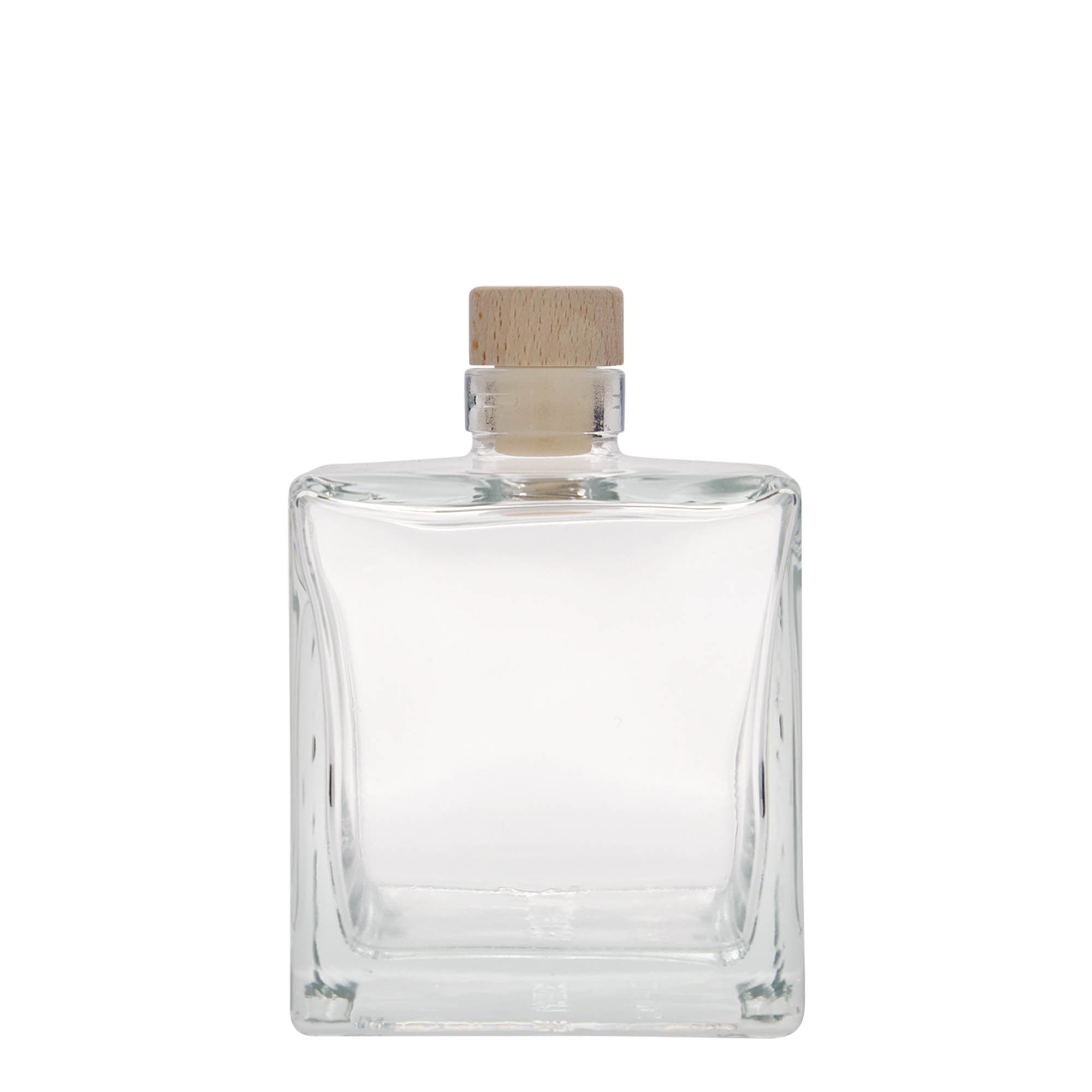 500 ml Glasflasche „Cube“, quadratisch, Mündung: Kork