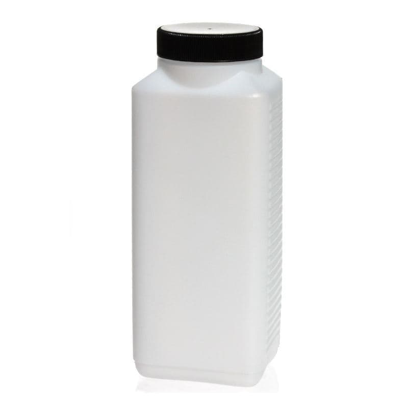 1.000 ml Weithalsflasche, rechteckig, HDPE-Kunststoff, natur, Mündung: DIN 60 EPE