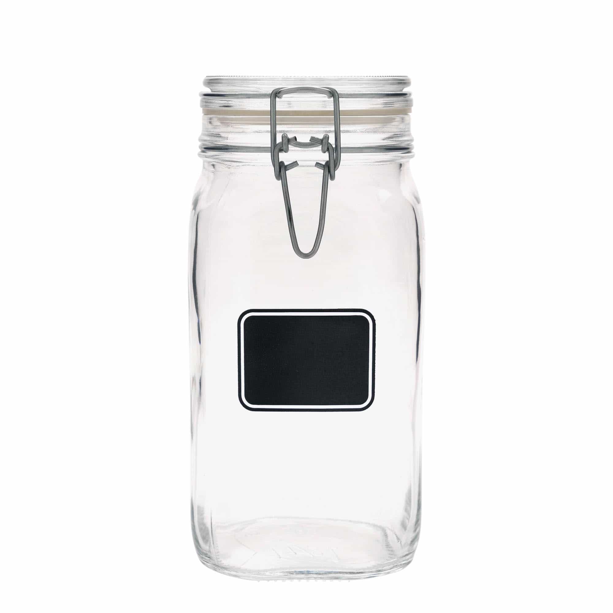 1.500 ml Drahtbügelglas 'Fido', Motiv: Etikettenfeld, quadratisch, Mündung: Drahtbügelverschluss 1.500 ml Drahtbügelglas 'Fido', Motiv: Etikettenfeld, quadratisch, Mündung: Drahtbügelverschluss