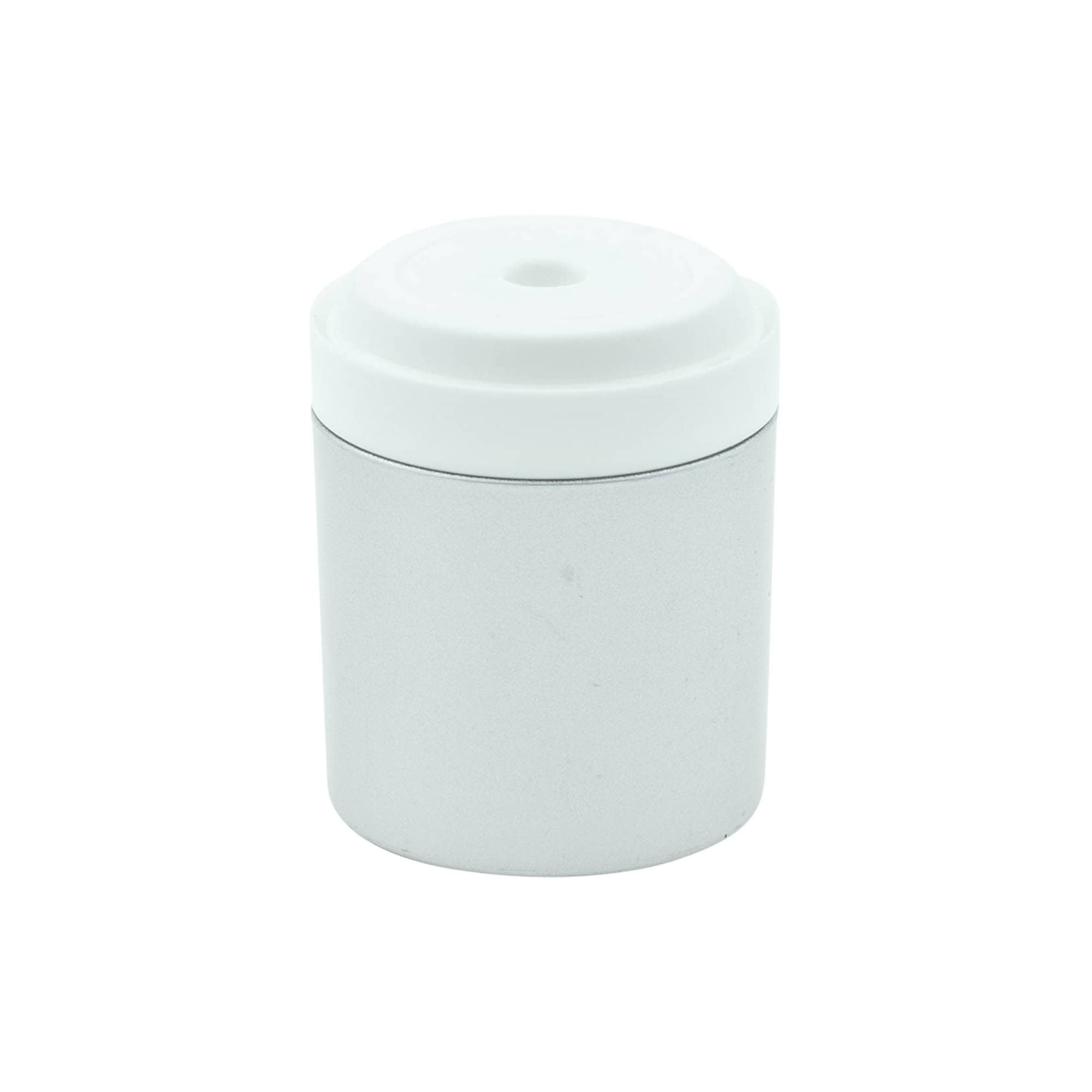 Airless Dispenser Pumpkopf „Mezzo“, Typ D, PP-Kunststoff, weiß mit matt silber-metallisierter Kappe