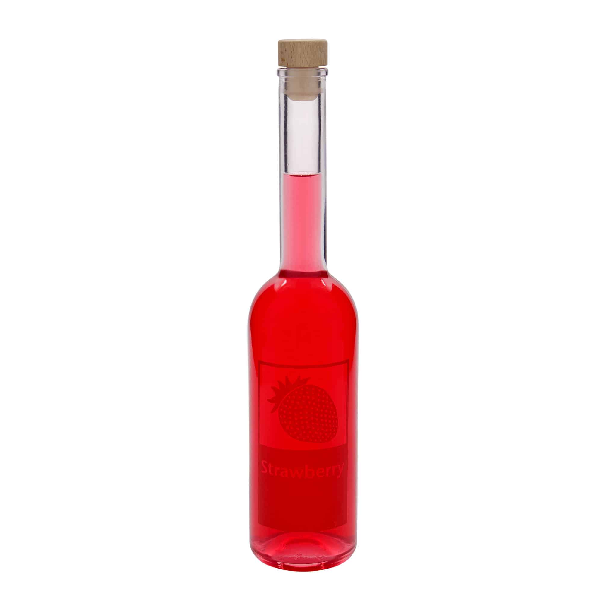 500 ml Glasflasche 'Opera', Motiv: Strawberry, Mündung: Kork