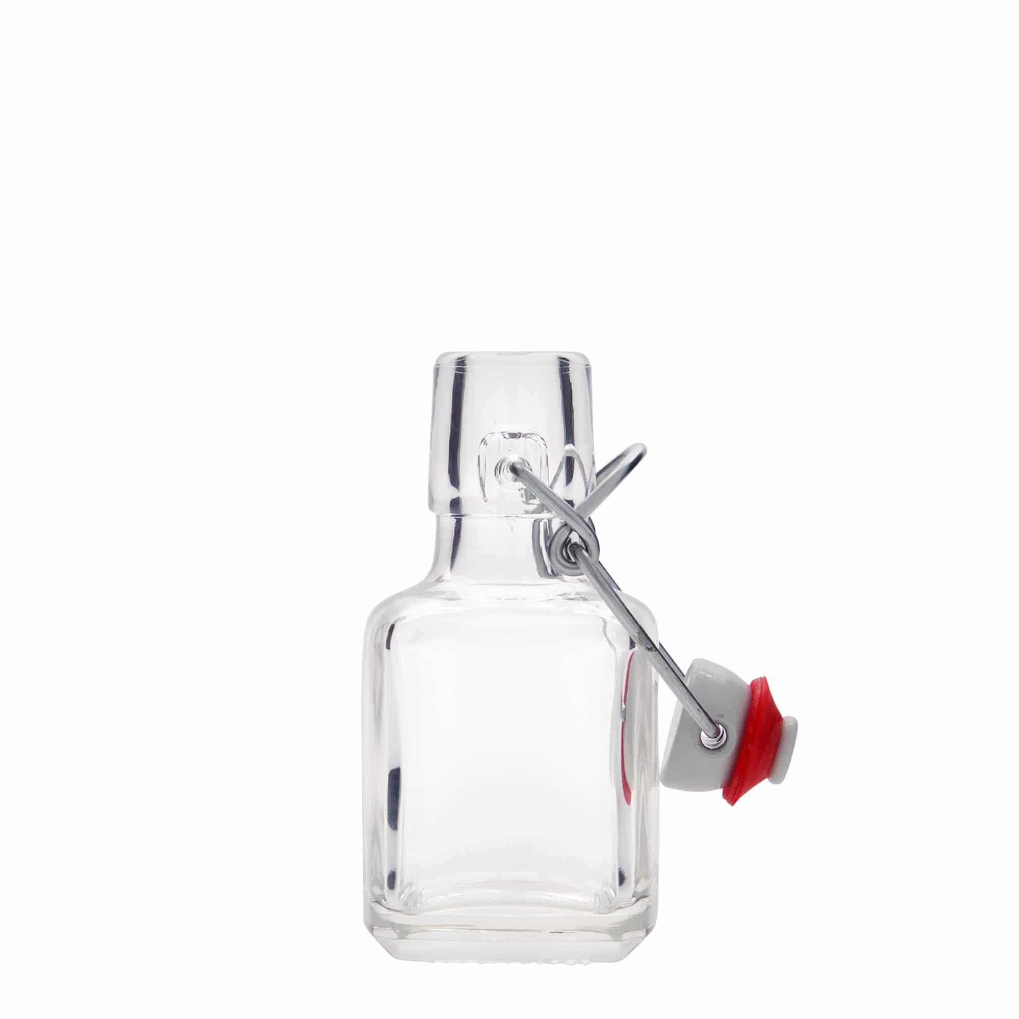 100 ml Glasflasche 'Kubica', quadratisch, Mündung: Bügelverschluss