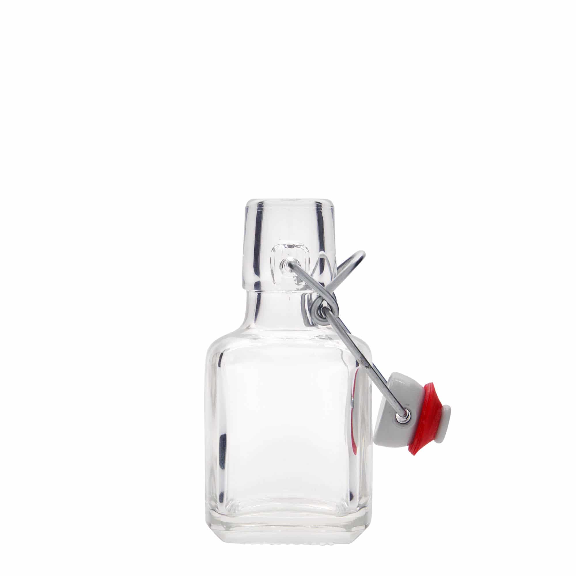 100 ml Glasflasche 'Kubica', quadratisch, Mündung: Bügelverschluss 100 ml Glasflasche 'Kubica', quadratisch, Mündung: Bügelverschluss