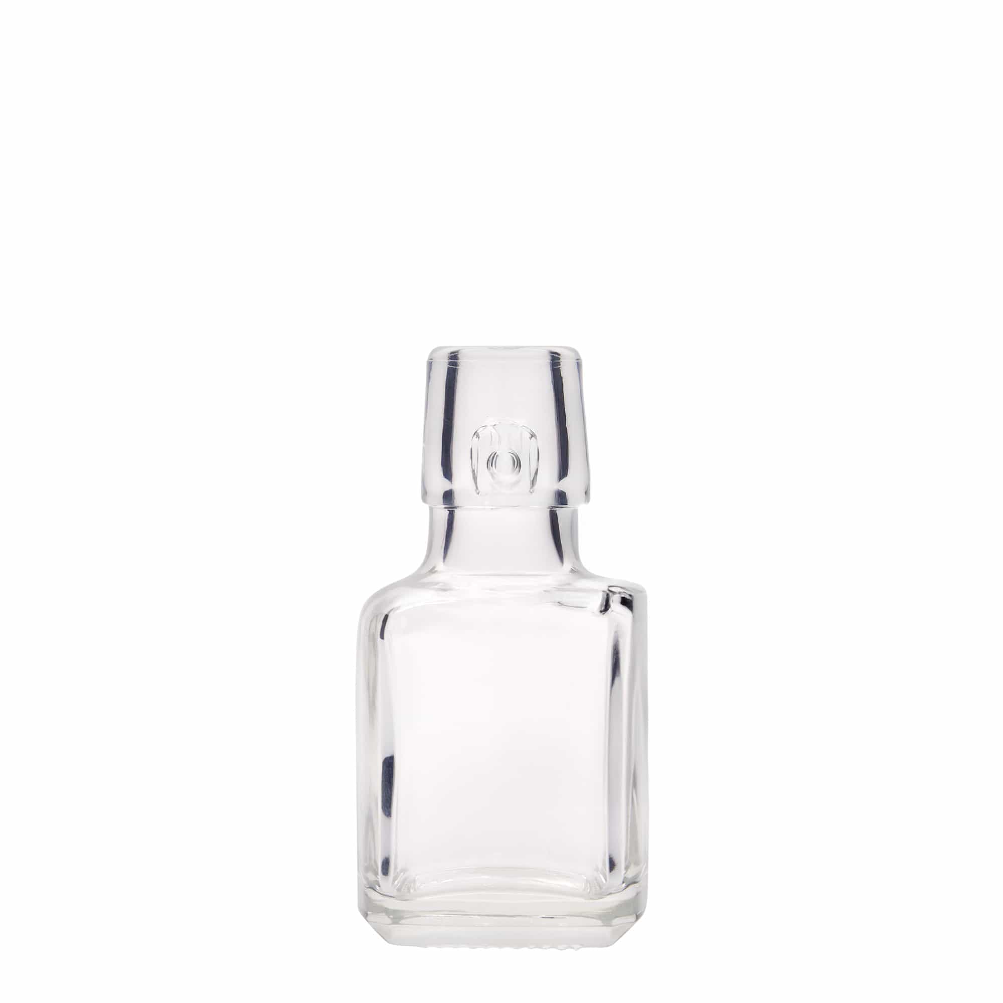 100 ml Glasflasche 'Kubica', quadratisch, Mündung: Bügelverschluss