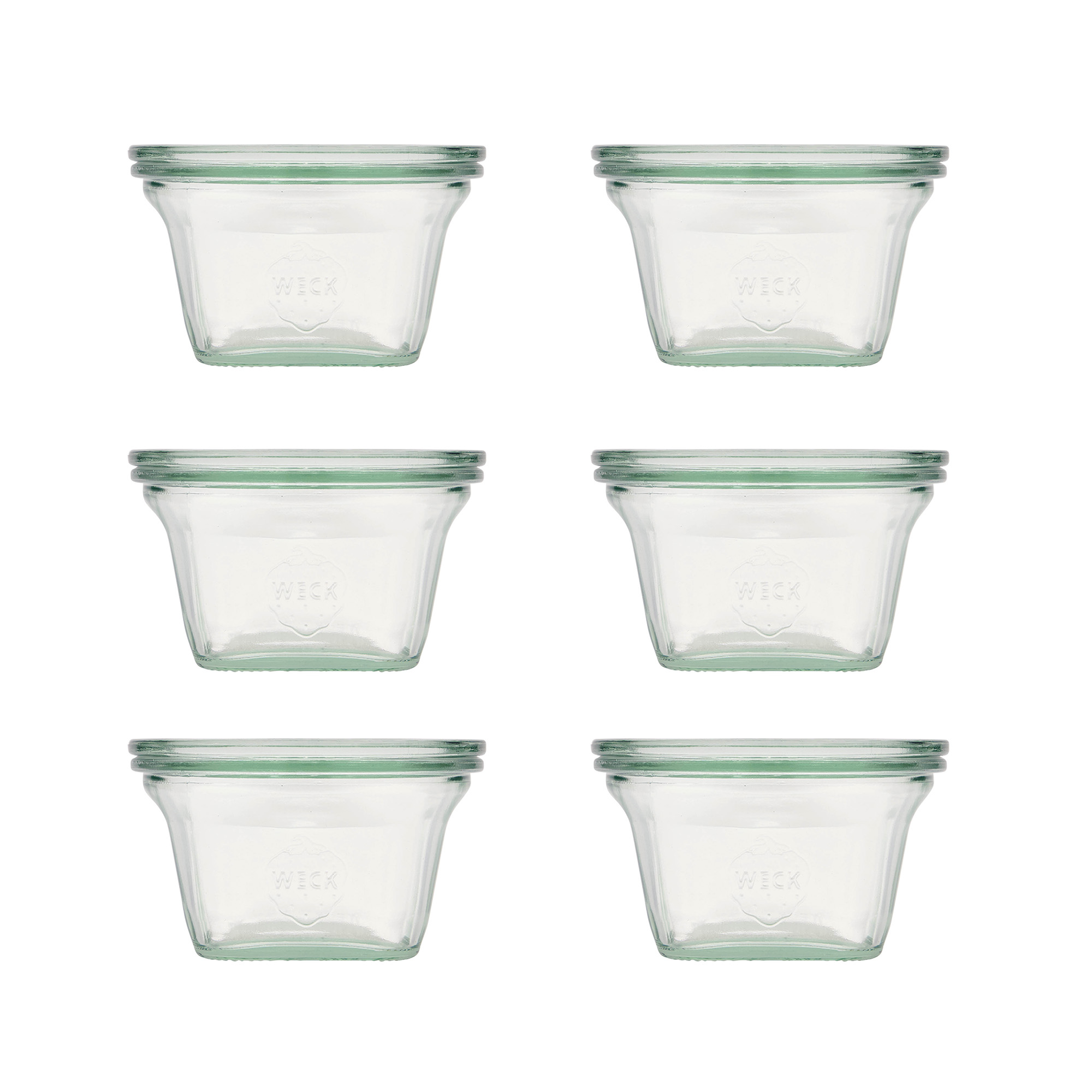 6x 290 ml WECK-Quadroglas mit Glasdeckel RR 100