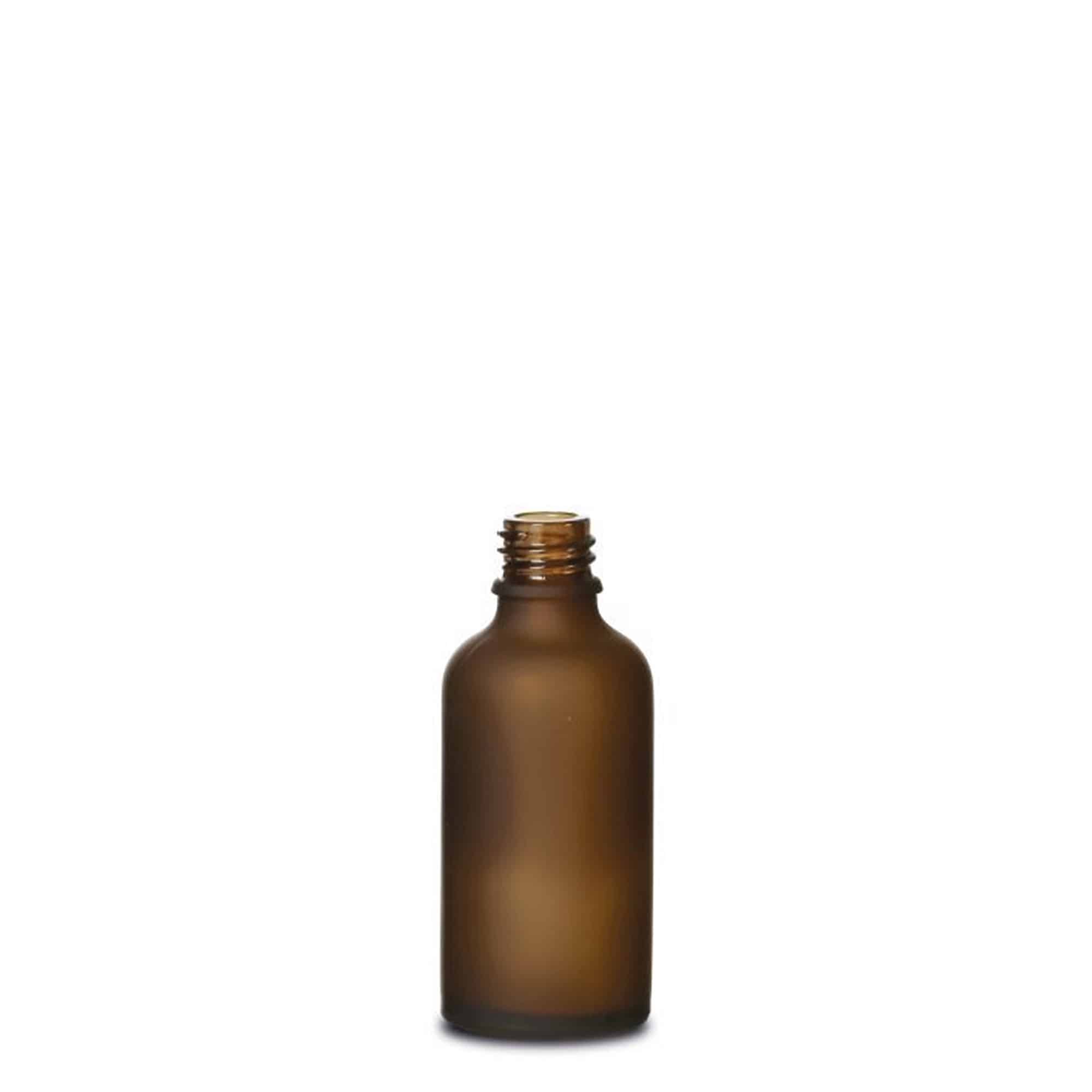 50 ml Medizinflasche, Glas, braun gefrostet, Mündung: DIN 18 50 ml Medizinflasche, Glas, braun gefrostet, Mündung: DIN 18