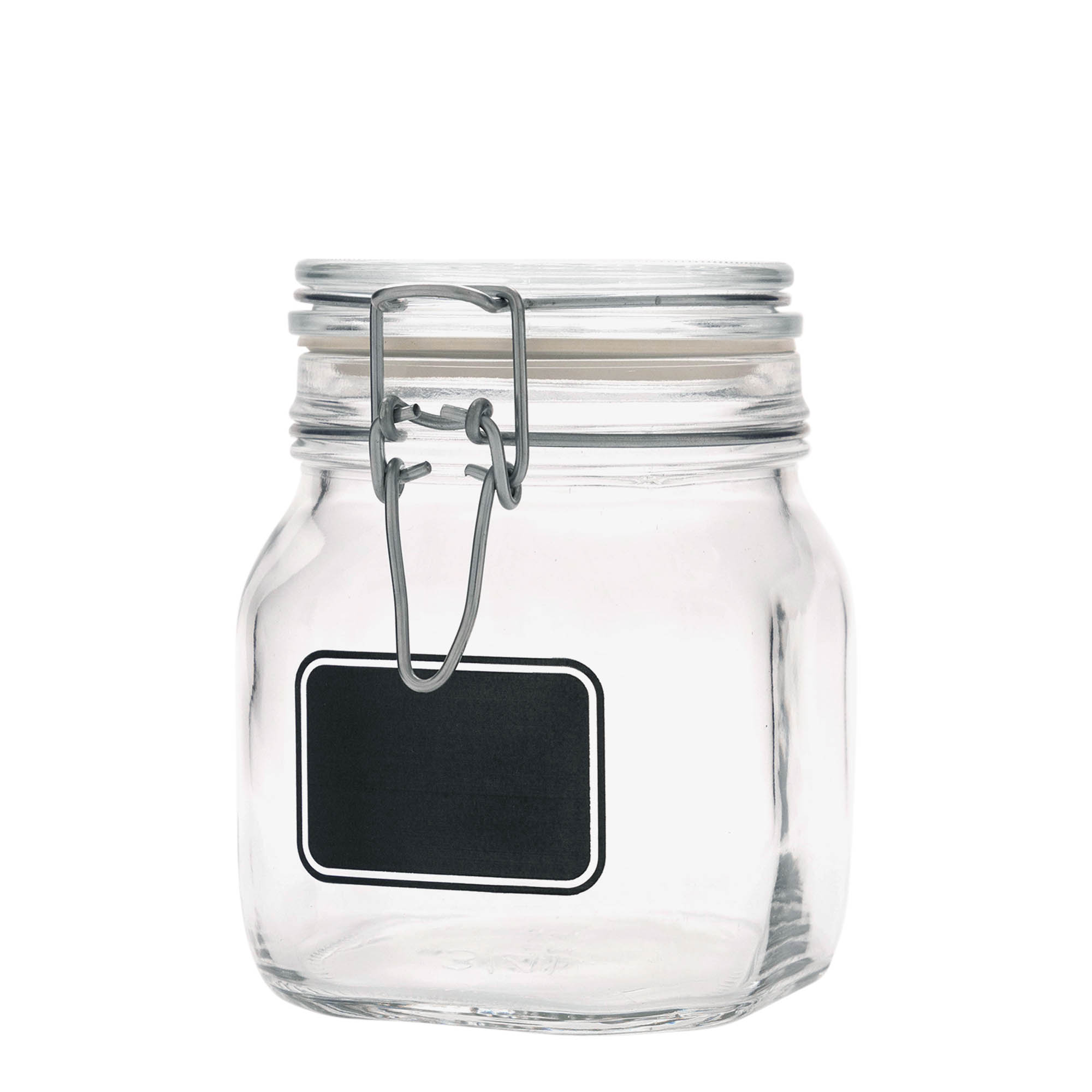 750 ml Drahtbügelglas 'Fido', Motiv: Etikettenfeld, quadratisch, Mündung: Drahtbügelverschluss 750 ml Drahtbügelglas 'Fido', Motiv: Etikettenfeld, quadratisch, Mündung: Drahtbügelverschluss