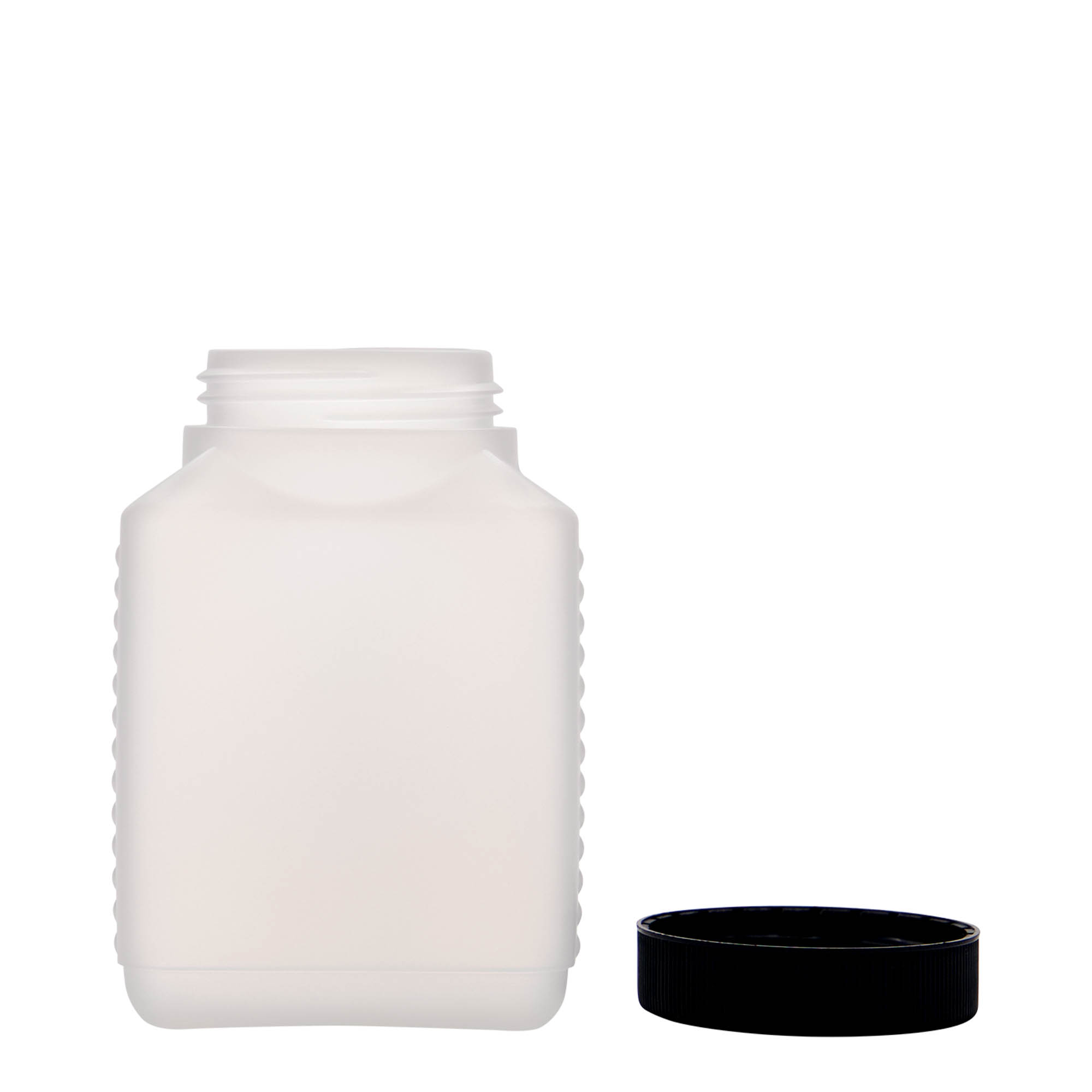 500 ml Weithalsflasche, rechteckig, HDPE-Kunststoff, natur, Mündung: DIN 60 EPE 500 ml Weithalsflasche, rechteckig, HDPE-Kunststoff, natur, Mündung: DIN 60 EPE