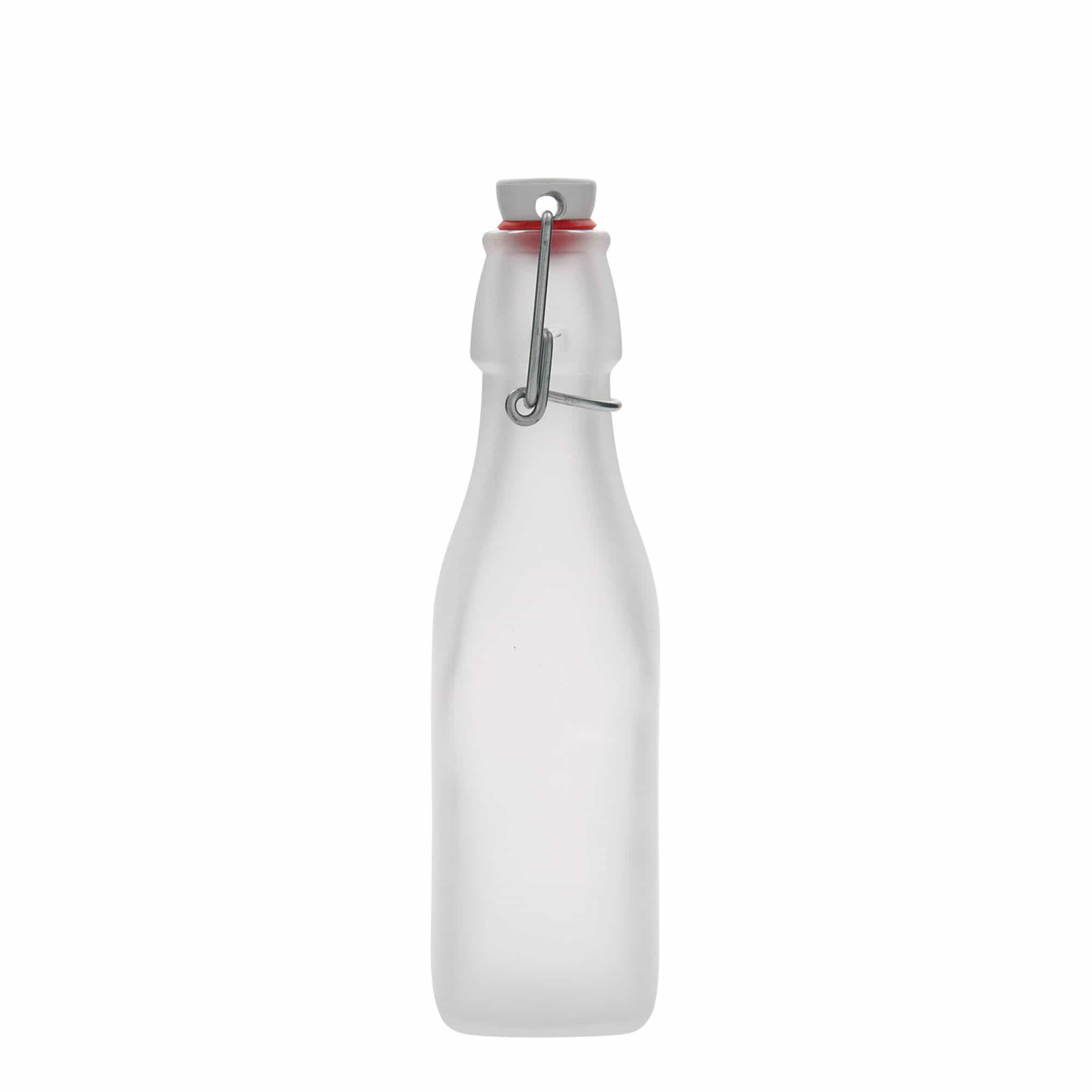 250 ml Glasflasche 'Swing' quadratisch, weiß, Mündung: Bügelverschluss