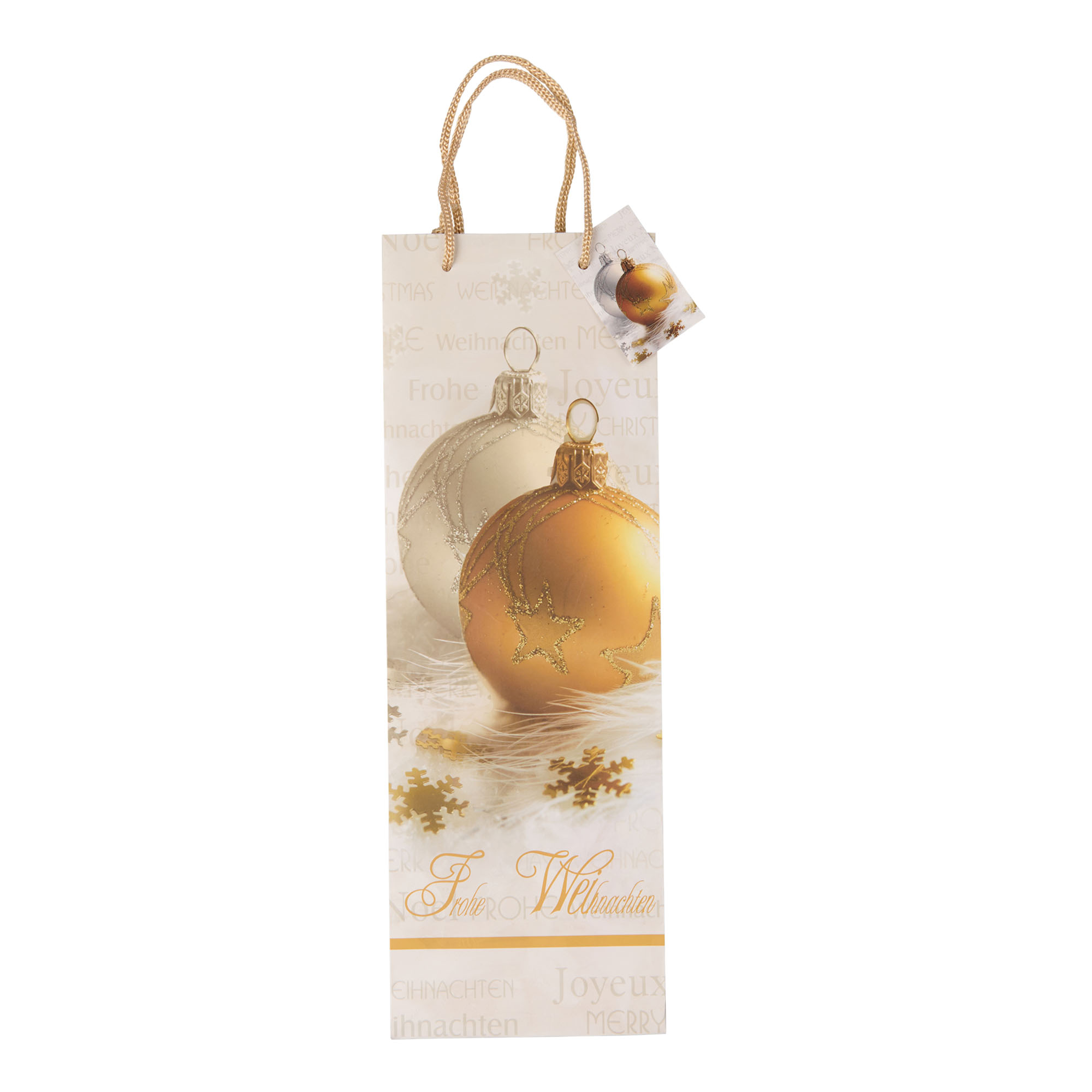 Flaschentasche, quadratisch, Papier, gold
