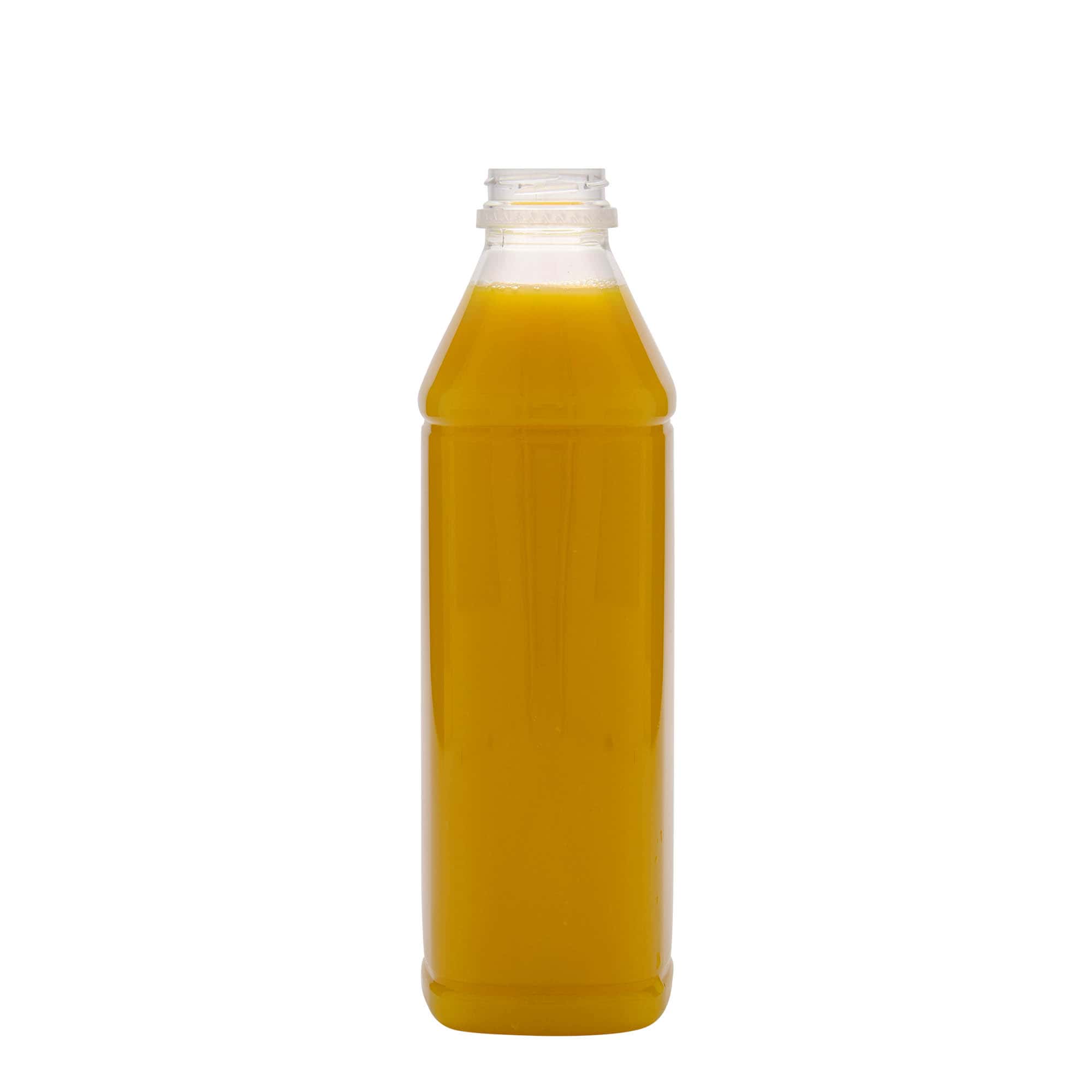 1.000 ml PET-Flasche 'Milk and Juice Carré', quadratisch, Kunststoff, Mündung: 38 mm