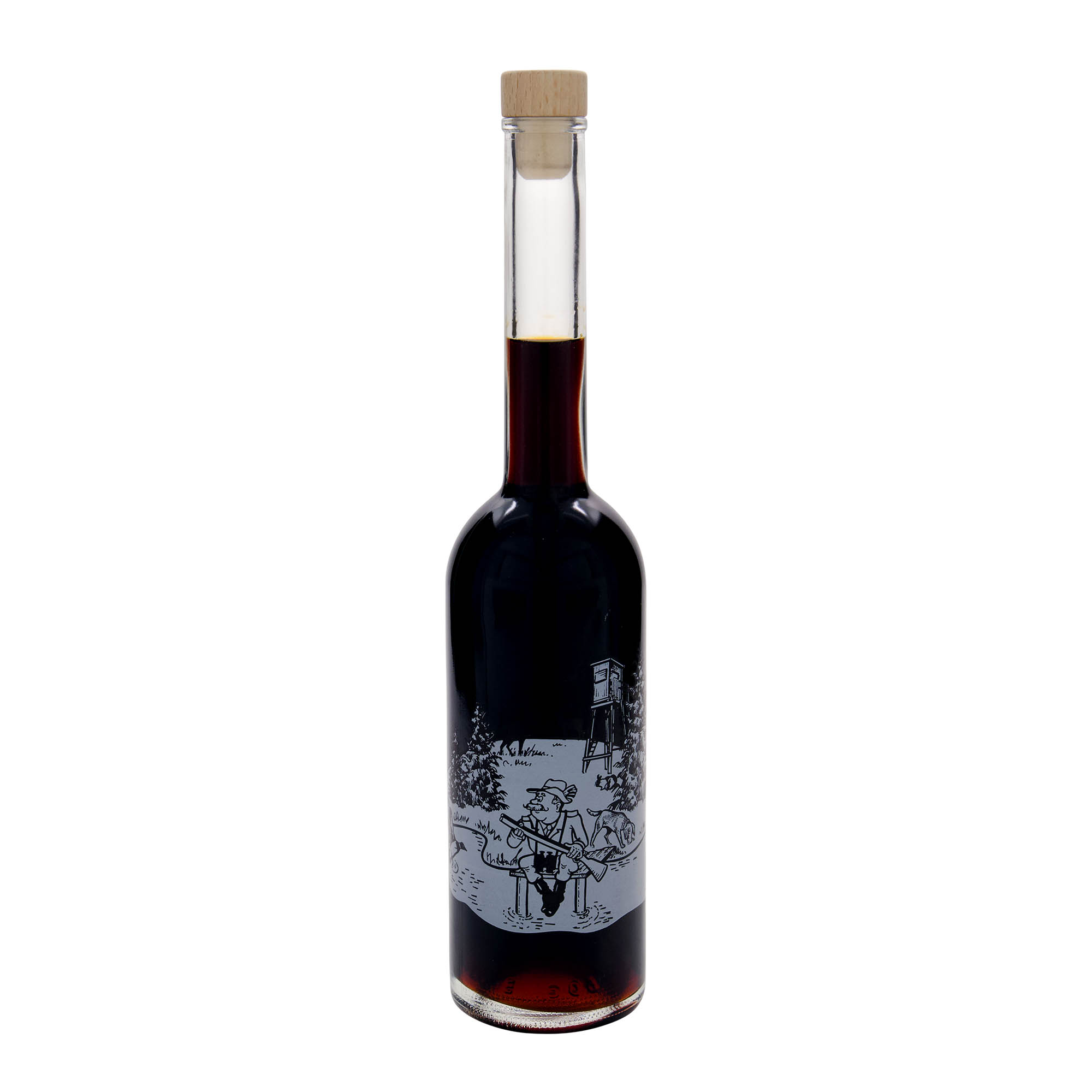 500 ml Glasflasche 'Opera', Motiv: Jäger, Mündung: Kork