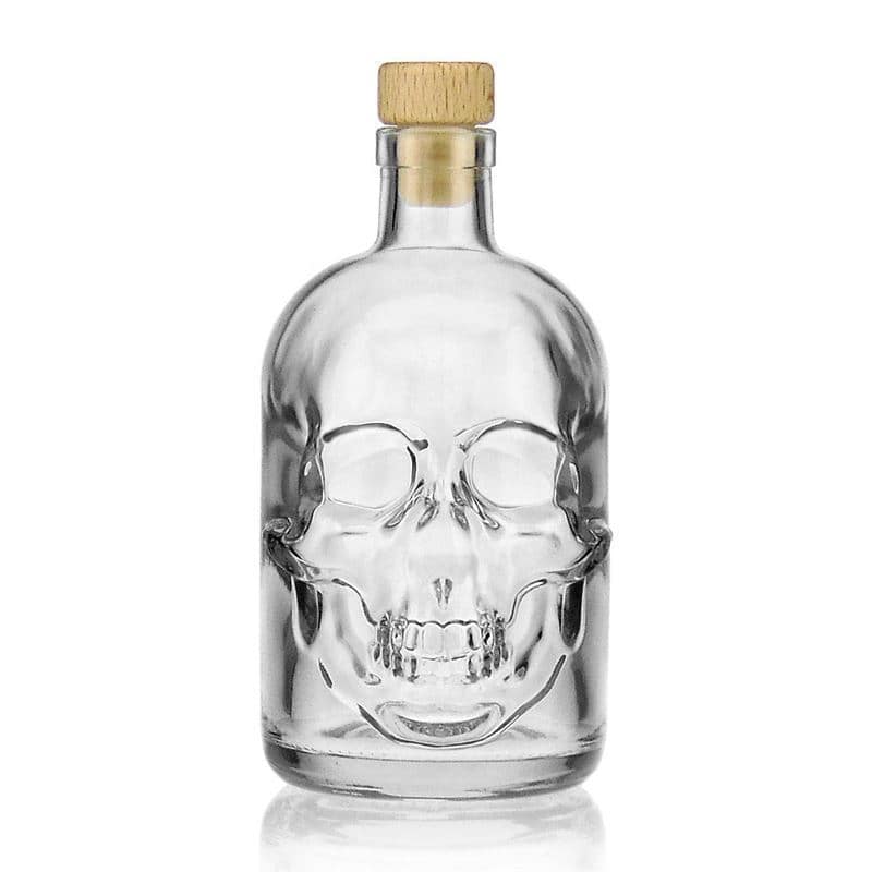 500 ml Glasflasche 'Totenkopf', Mündung: Kork