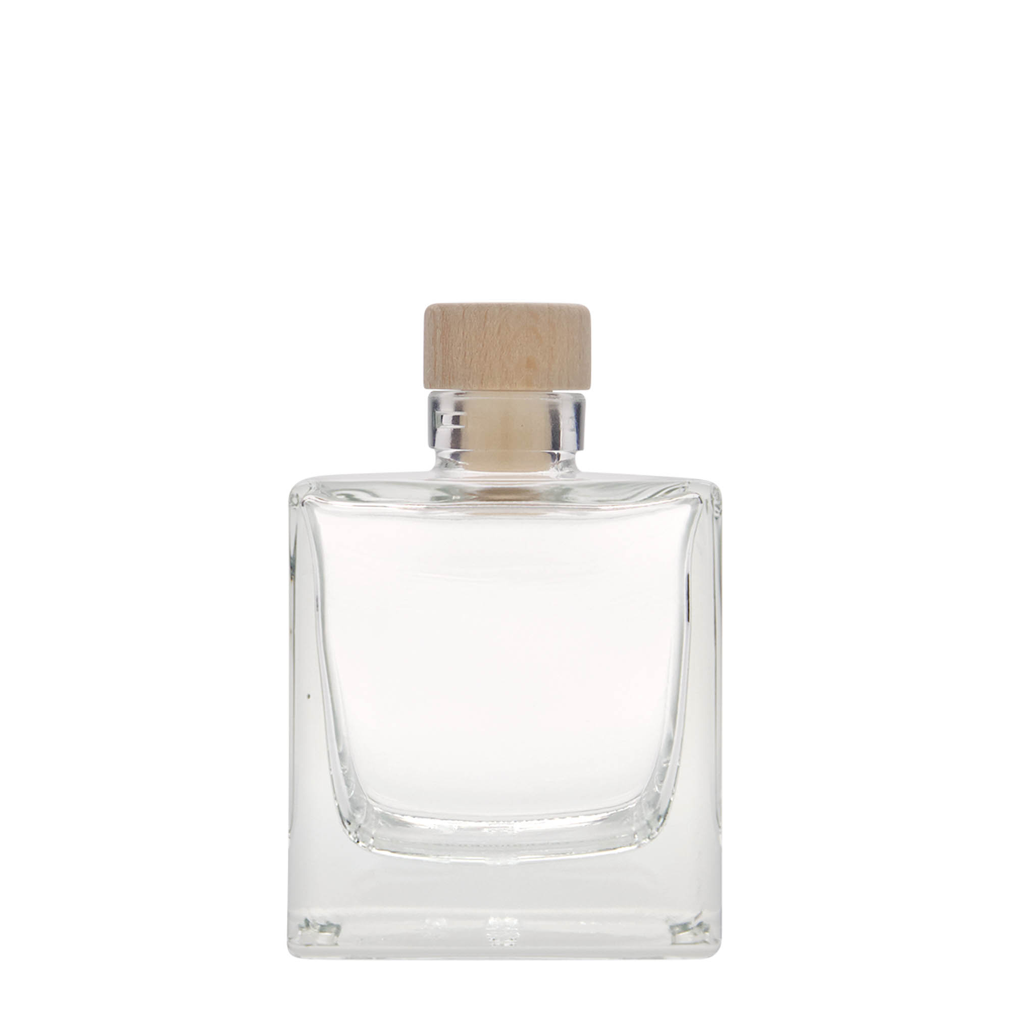 200 ml Glasflasche 'Cube', quadratisch, Mündung: Kork