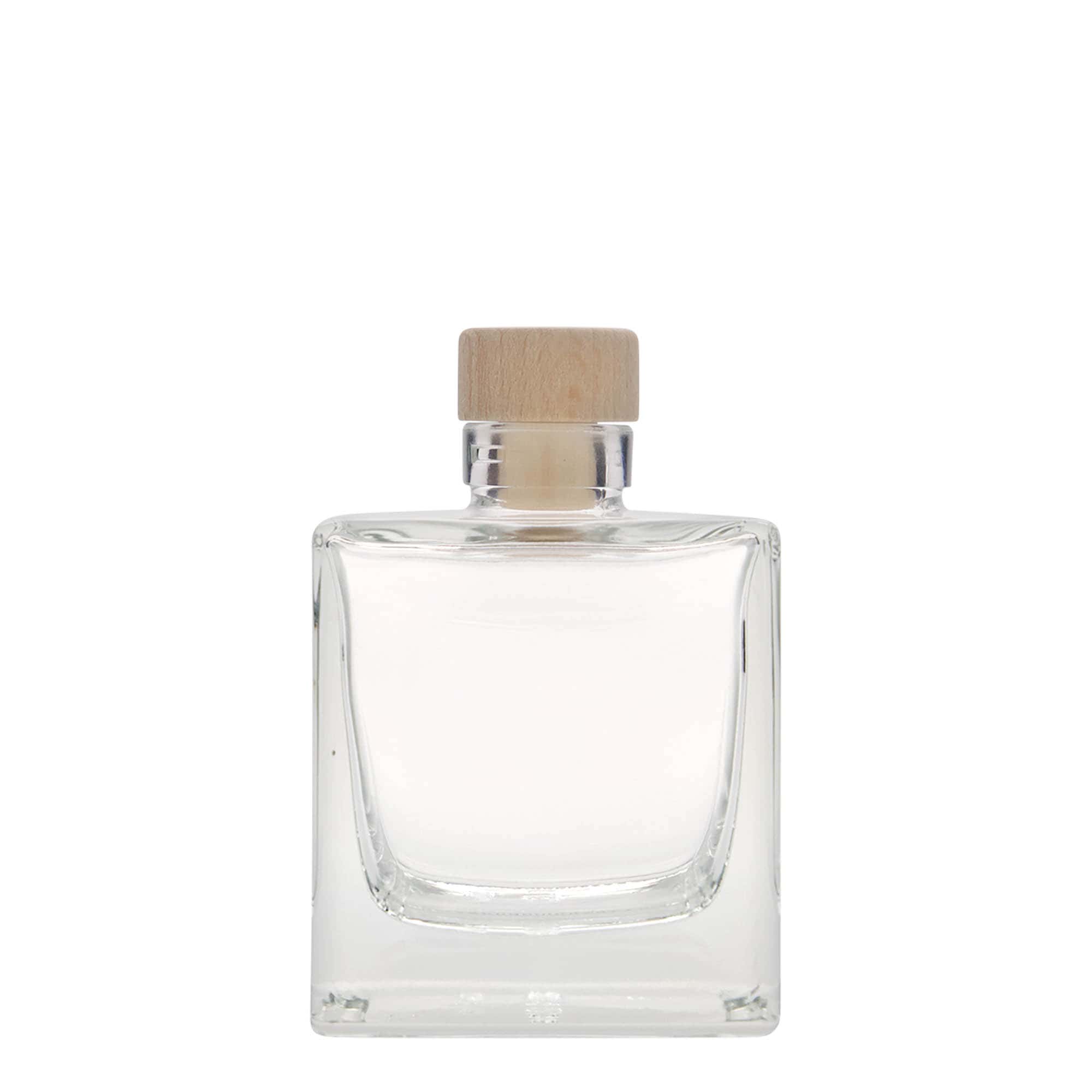 200 ml Glasflasche 'Cube', quadratisch, Mündung: Kork