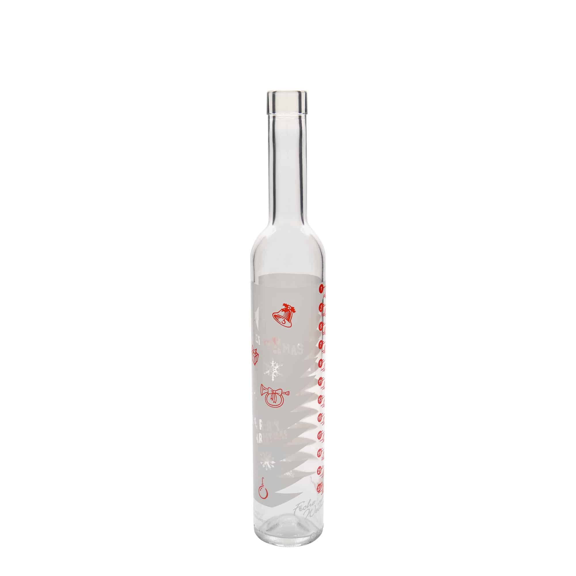 500 ml Glasflasche Maximo bedruckt „Adventskalender“, Mündung: Kork