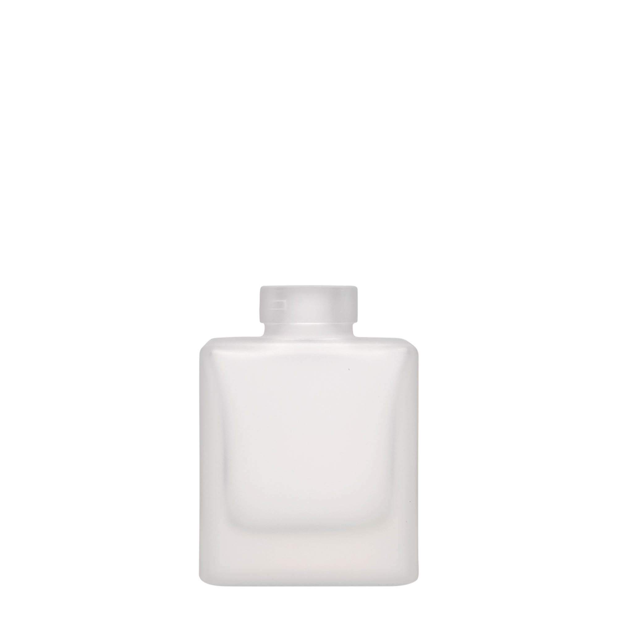 100 ml Glasflasche 'Cube', quadratisch, geeist, Mündung: Kork