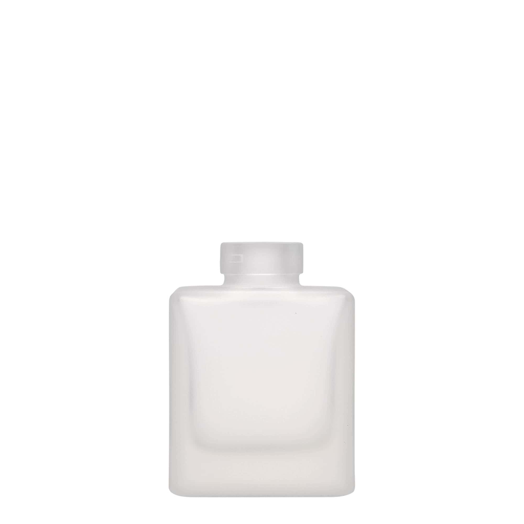 100 ml Glasflasche „Cube“, quadratisch, geeist, Mündung: Kork